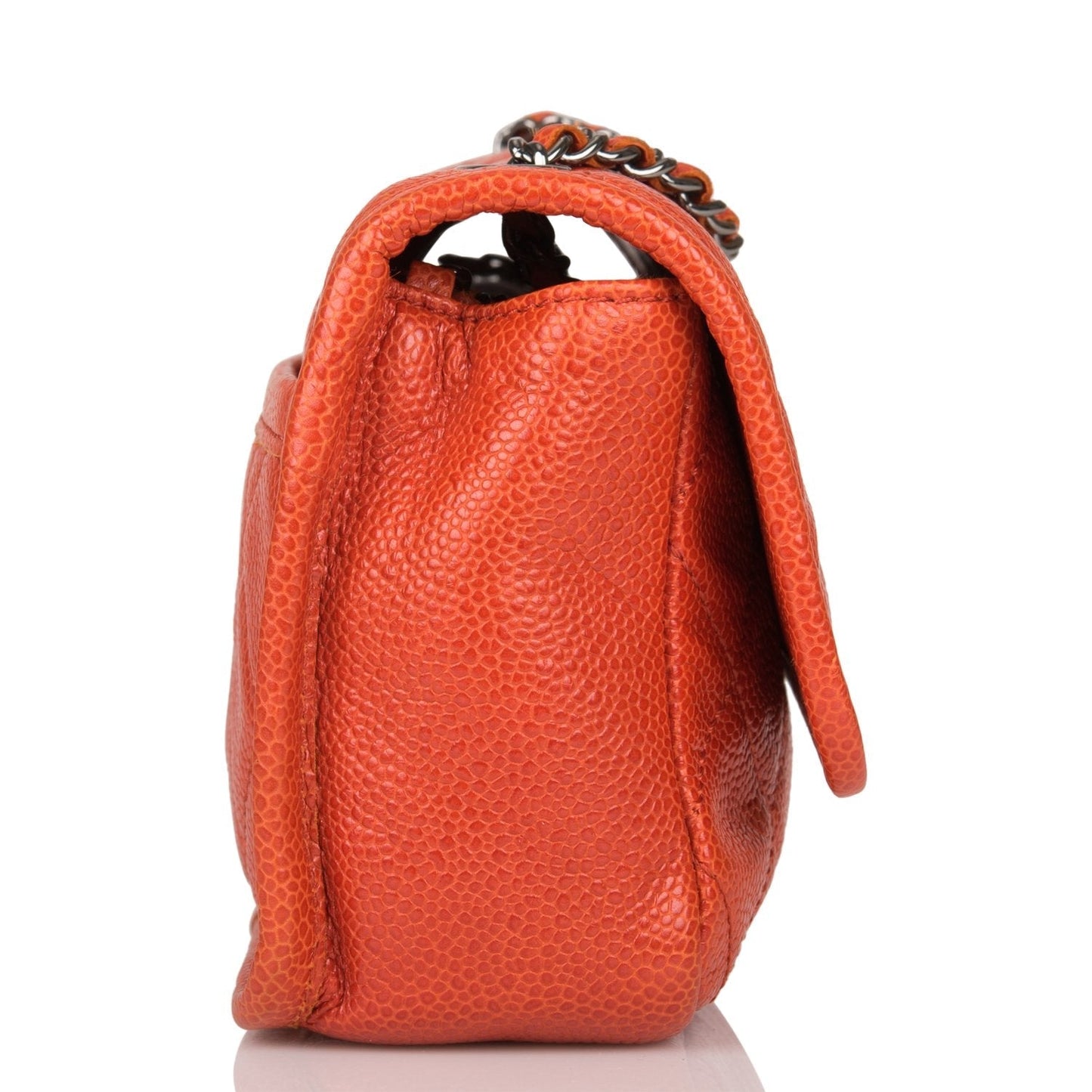 Chanel Mini Flap Bag Dark Orange Caviar Ruthenium Hardware