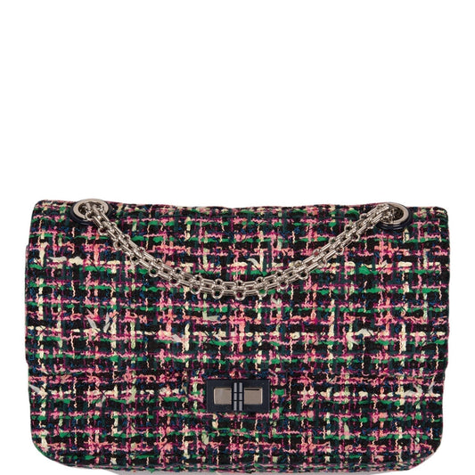 Chanel Pink Multicolor Tweed 2.55 Reissue Double Flap Bag 225 Silver Hardware