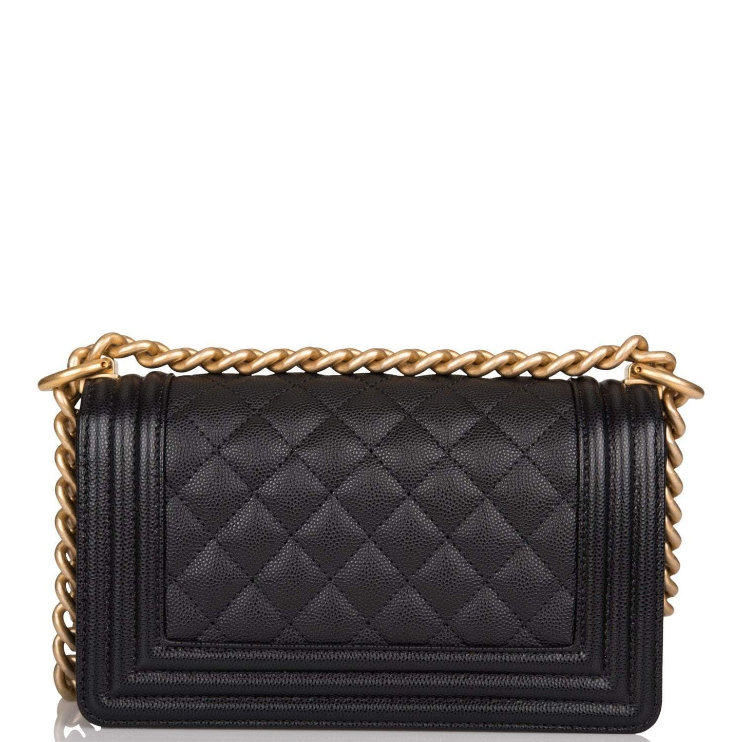 Chanel Small Boy Bag Black Caviar Antique Gold Hardware