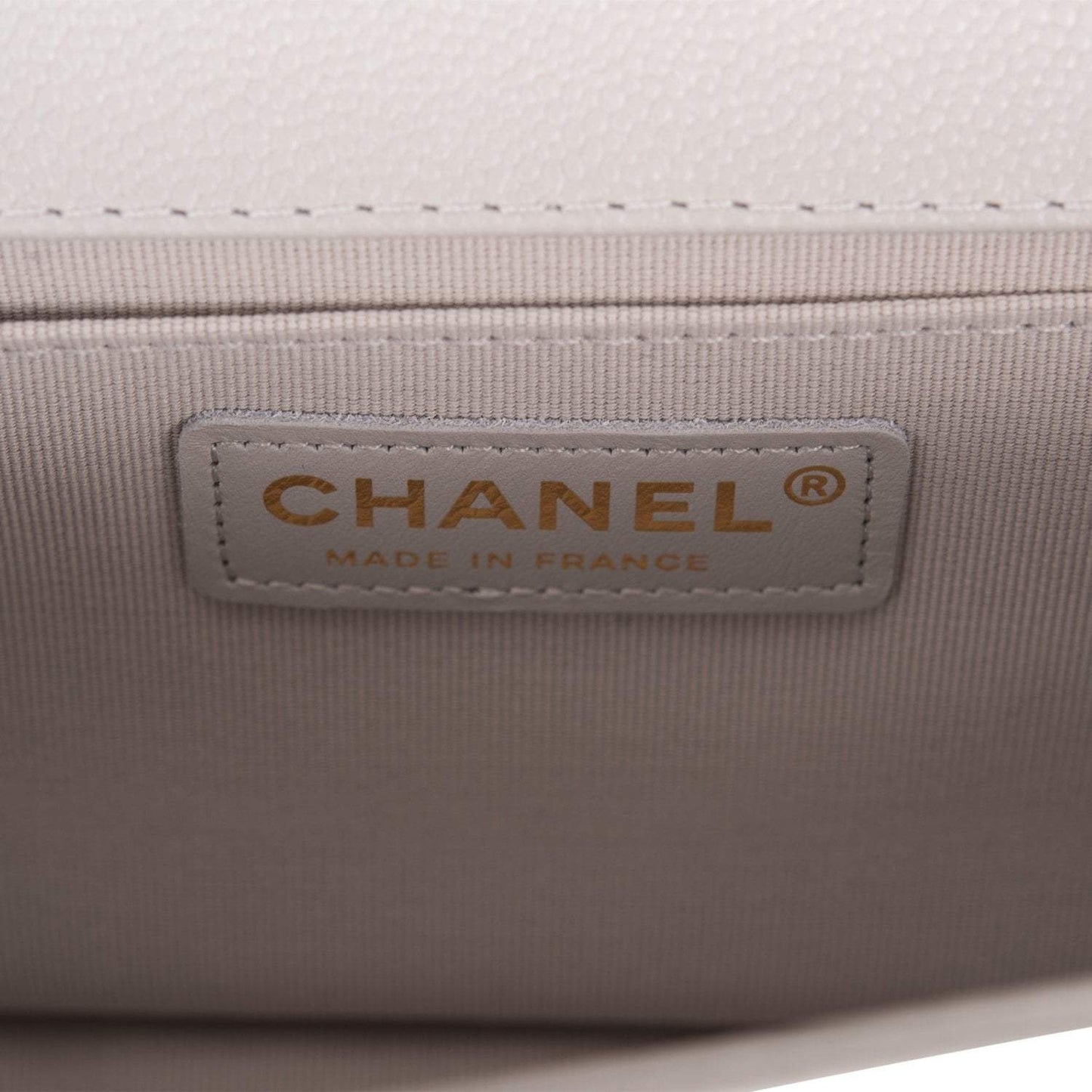 Chanel Medium Boy Bag Grey Quilted Caviar Light Gold Hardware