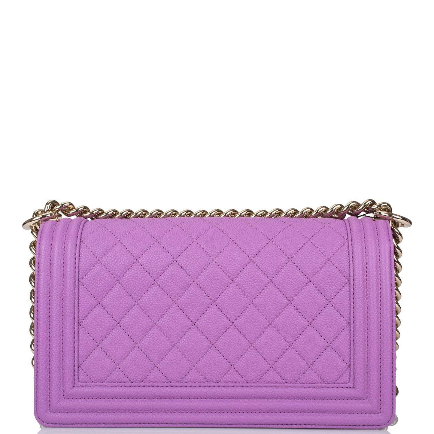 Chanel Purple Quilted Caviar Medium Boy Bag Light Gold Hardware