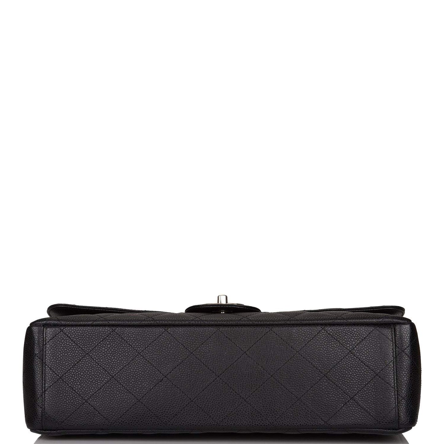 Chanel Black Quilted Caviar Maxi Classic Double Flap Bag Silver Hardware