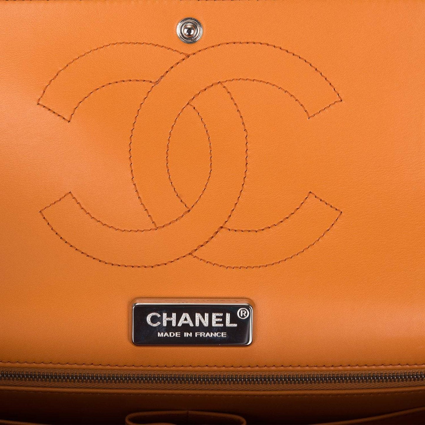 Chanel Orange Alligator Jumbo Classic Double Flap Bag Silver Hardware