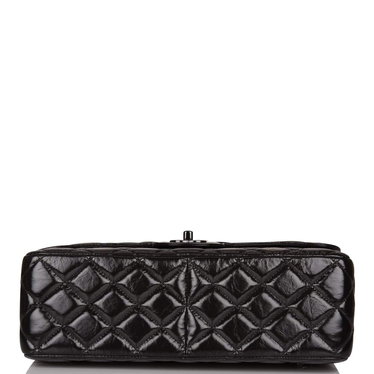 Chanel SO Black Shiny Crumpled Calfskin Jumbo Classic Double Flap Bag Black Hardware