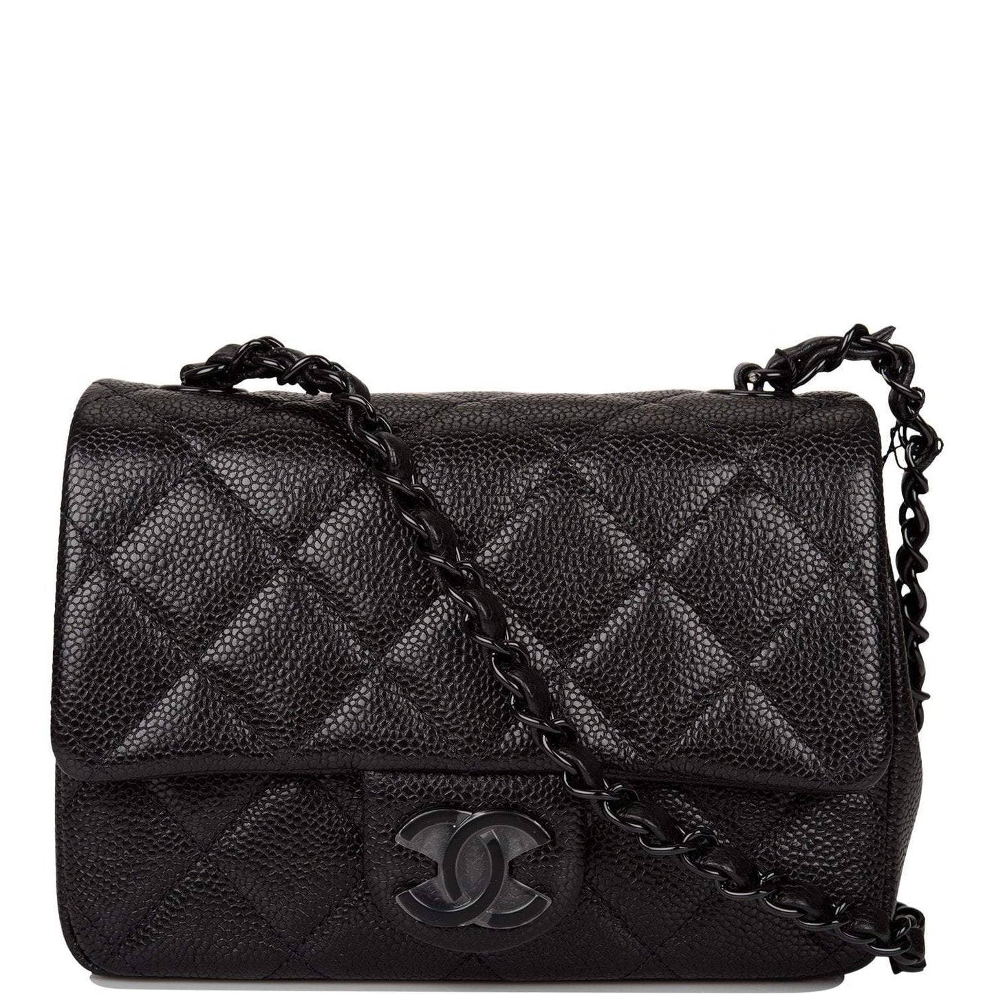 Chanel SO Black Incognito Quilted Caviar Square Mini Flap Bag Black Hardware