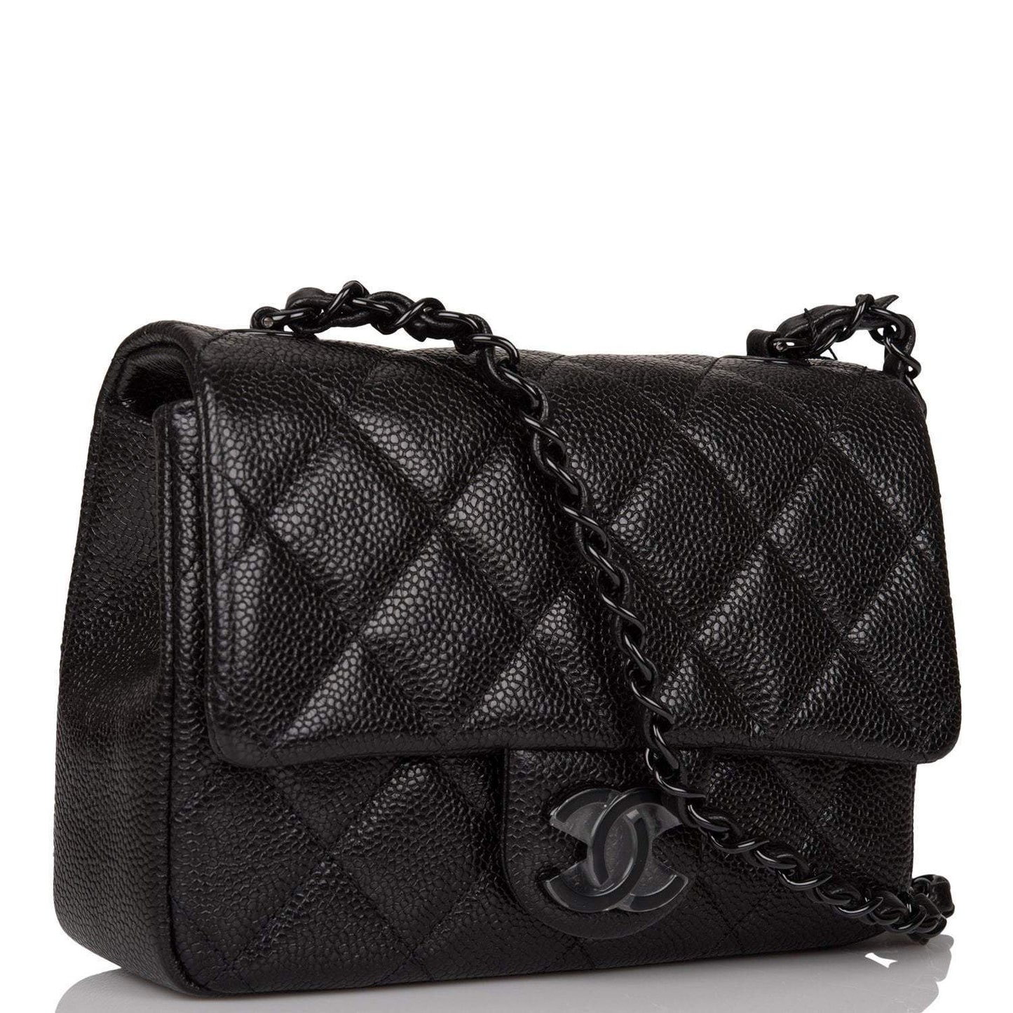 Chanel SO Black Incognito Quilted Caviar Square Mini Flap Bag Black Hardware