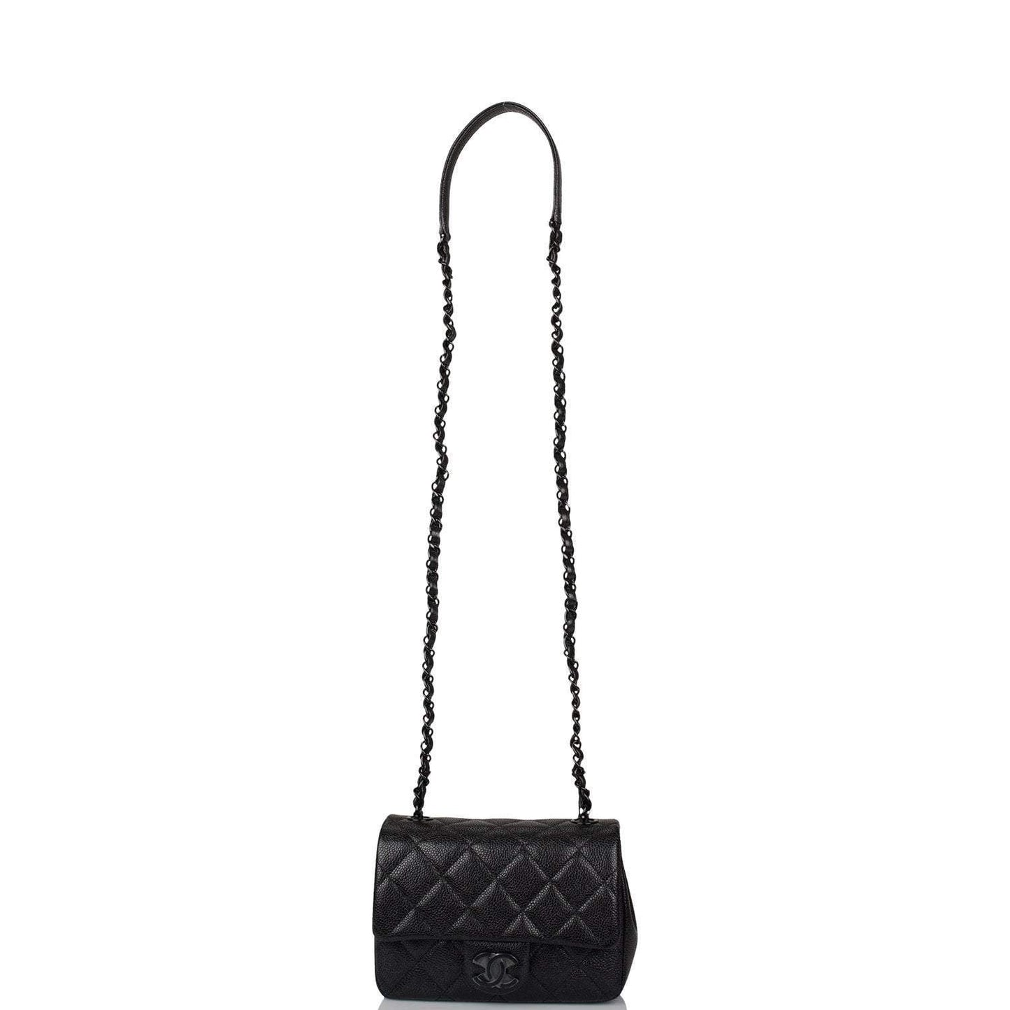 Chanel SO Black Incognito Quilted Caviar Square Mini Flap Bag Black Hardware