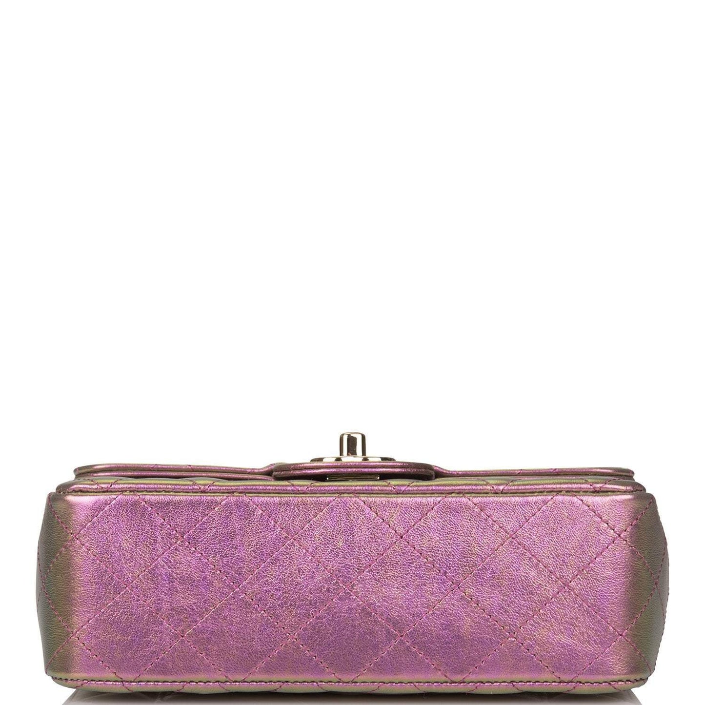 Chanel Mini Rectangular Flap Bag Purple Iridescent Lambskin Light Gold Hardware