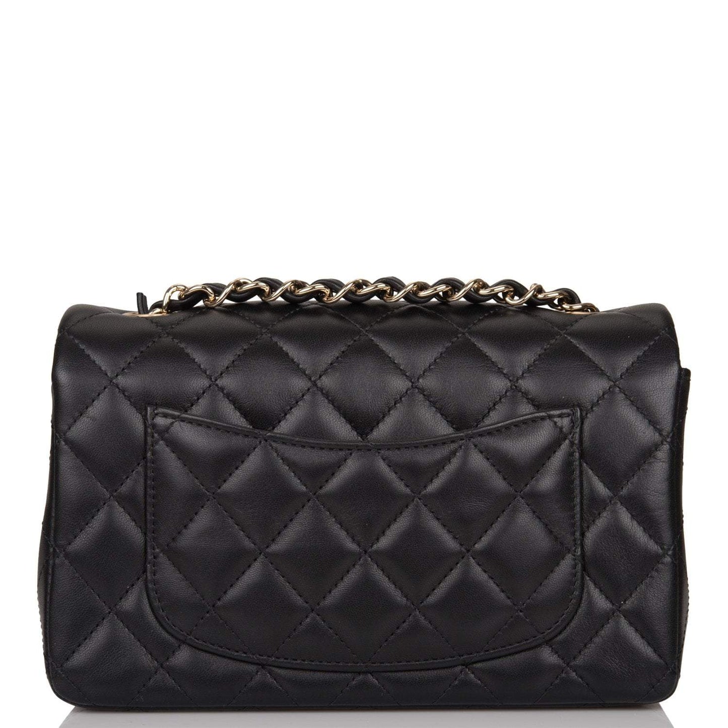 Chanel Black Quilted Lambskin Rectangular Mini Classic Flap Bag Light Gold Hardware