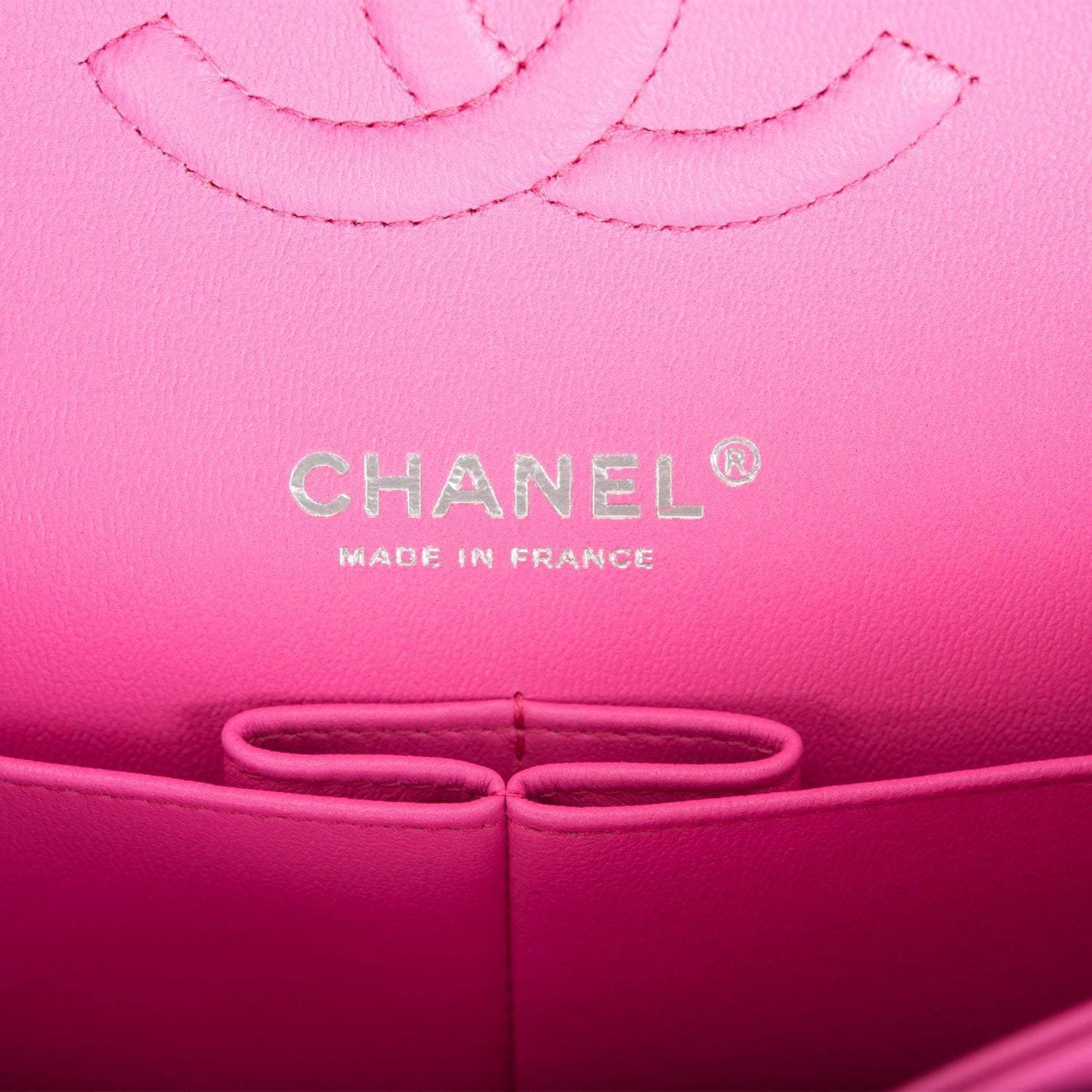 Chanel Neon Pink Quilted Lambskin Medium Classic Double Flap Bag Silver Hardware