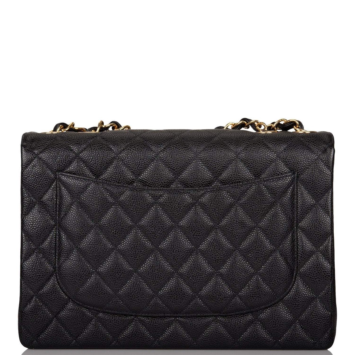 Chanel Vintage Black Quilted Caviar Jumbo Single Flap Bag Gold Hardware