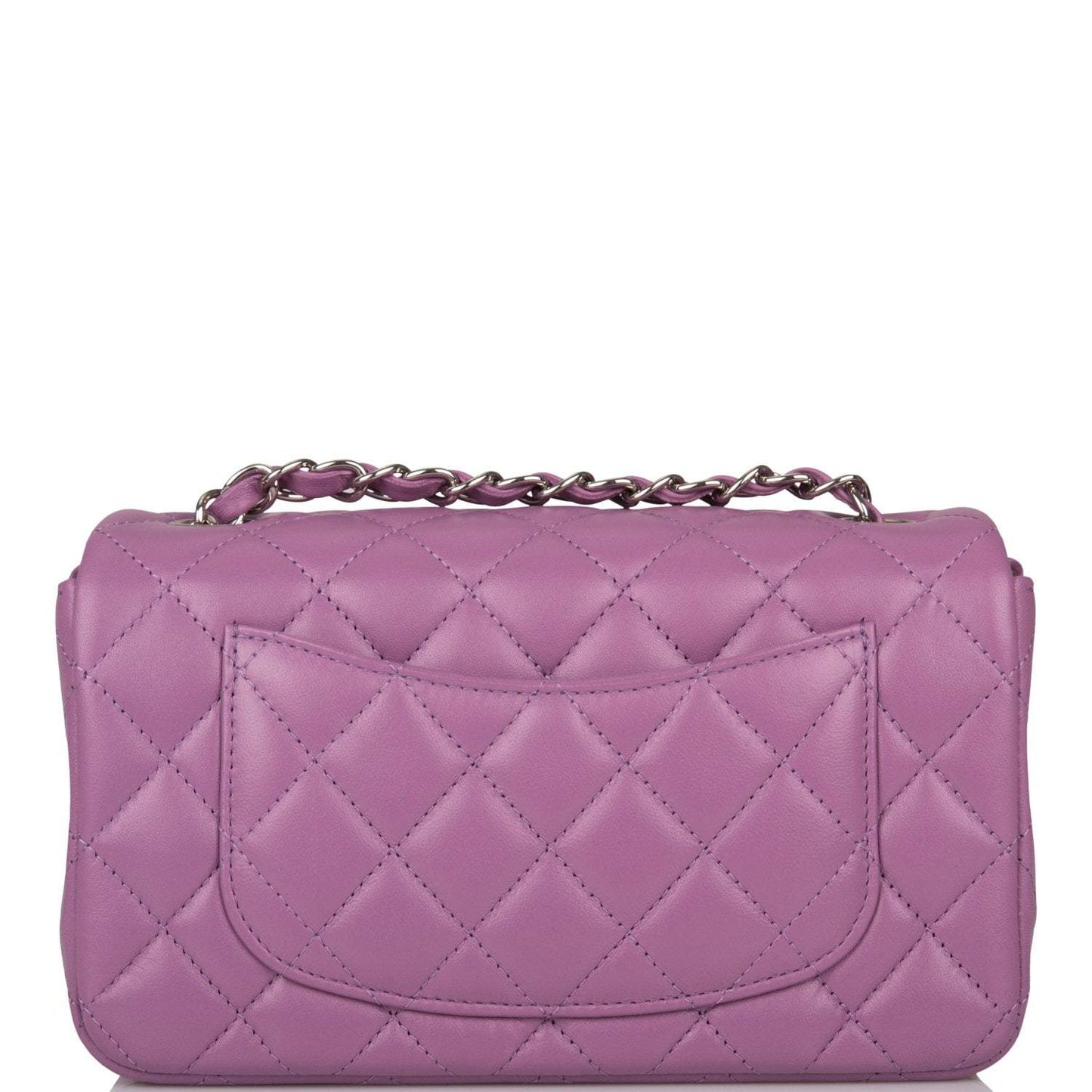 Chanel Mini Rectangular Flap Bag Purple Lambskin Silver Hardware