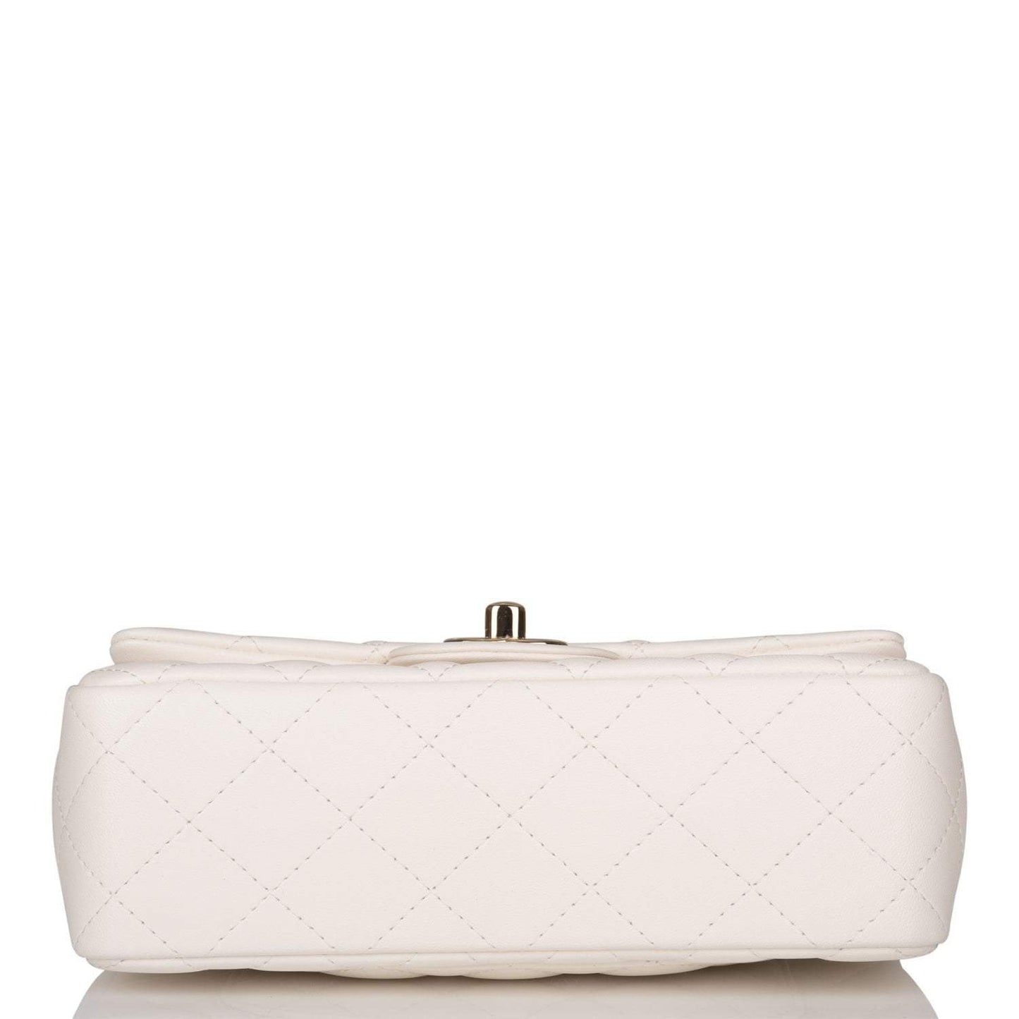 Chanel White Quilted Lambskin Rectangular Mini Classic Flap Bag Light Gold Hardware