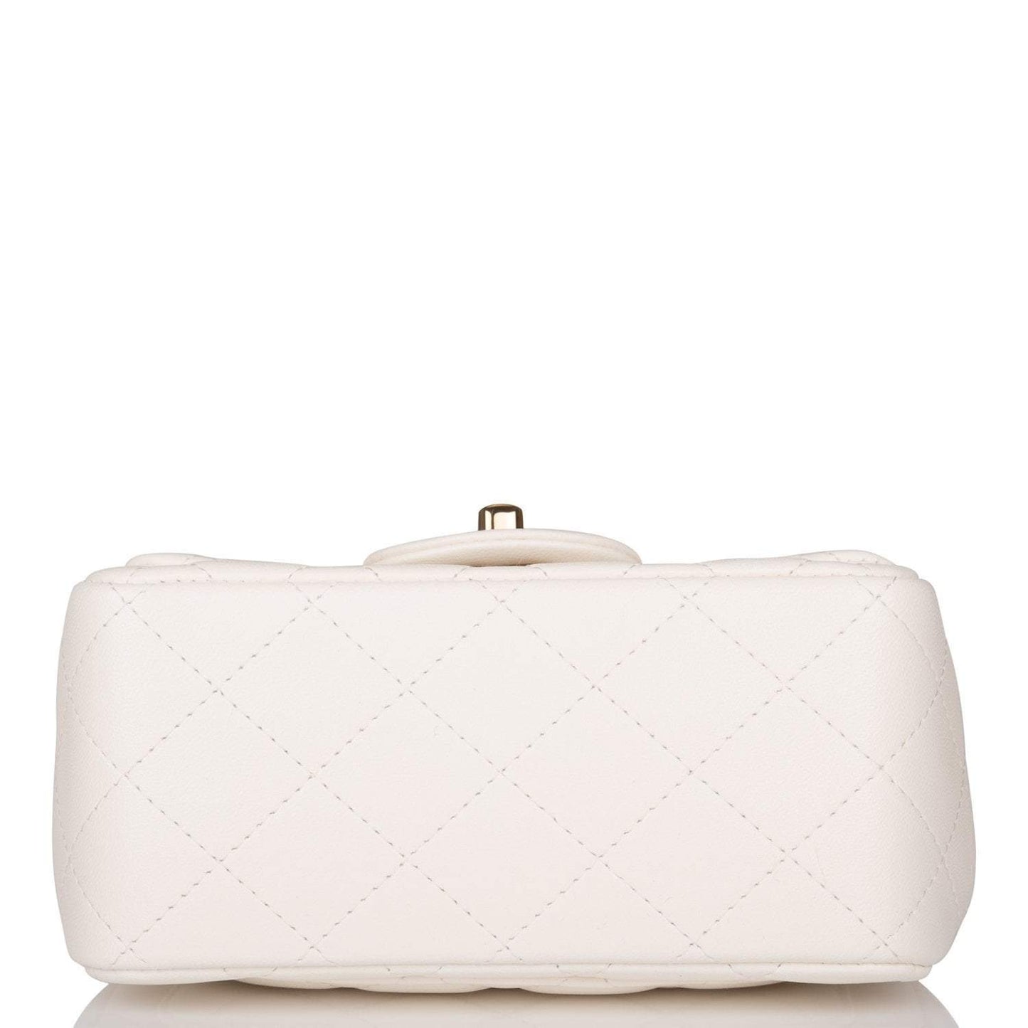 Chanel White Quilted Lambskin Square Mini Classic Flap Bag Light Gold Hardware