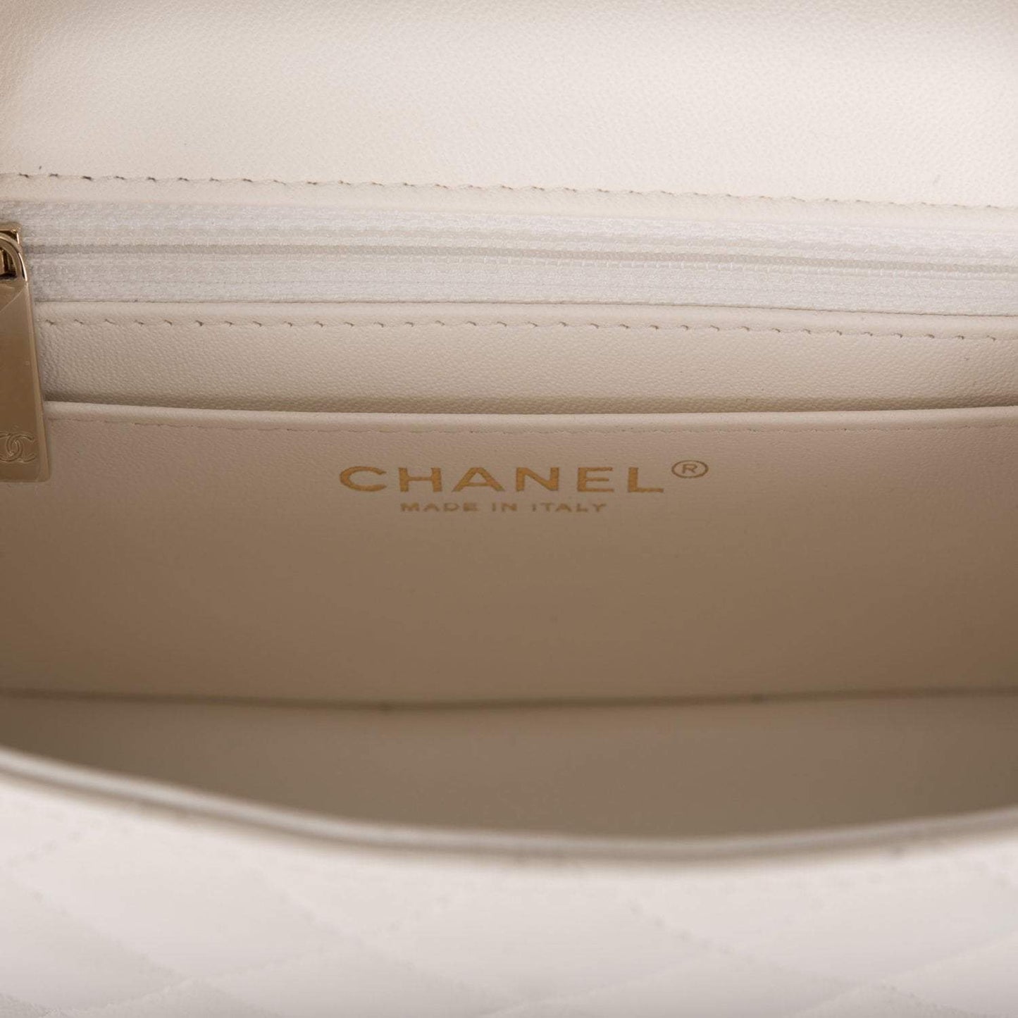 Chanel White Quilted Lambskin Square Mini Classic Flap Bag Light Gold Hardware