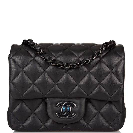 Chanel SO Black Quilted Lambskin Square Mini Classic Flap Bag Black Hardware