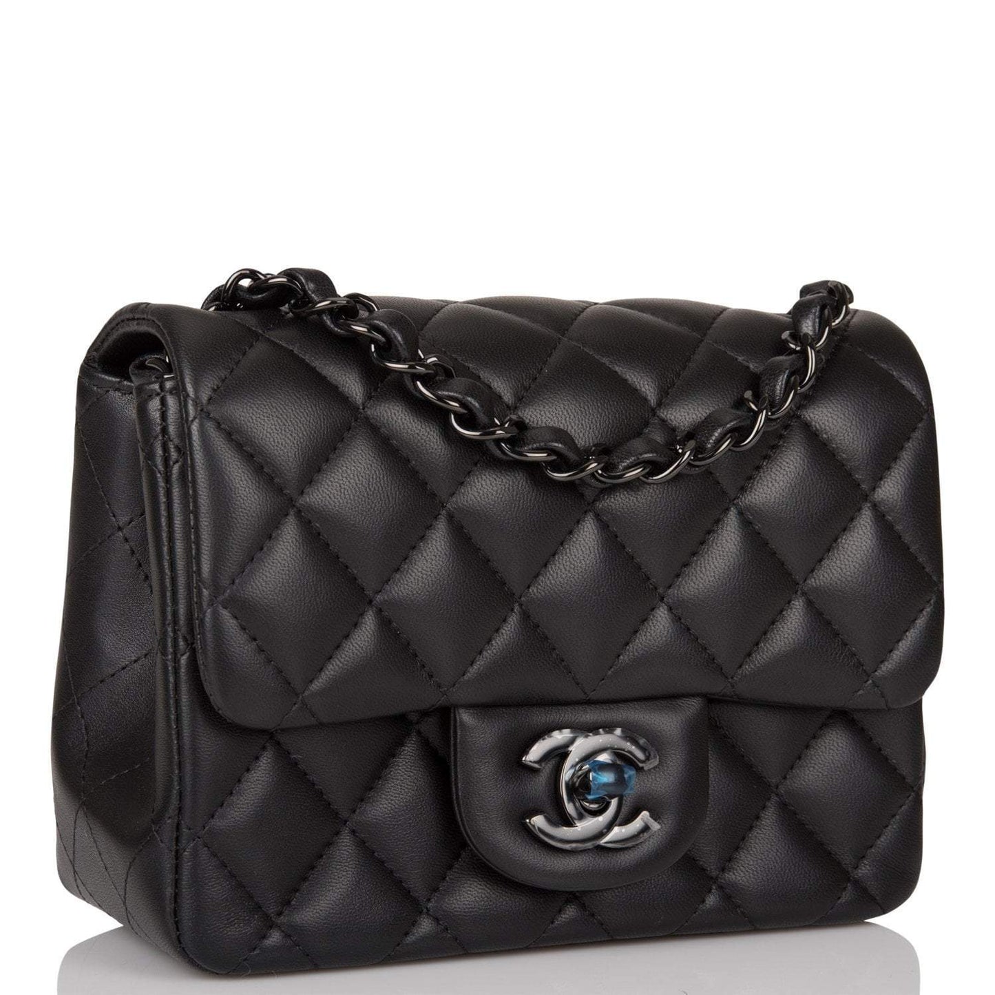 Chanel SO Black Quilted Lambskin Square Mini Classic Flap Bag Black Hardware