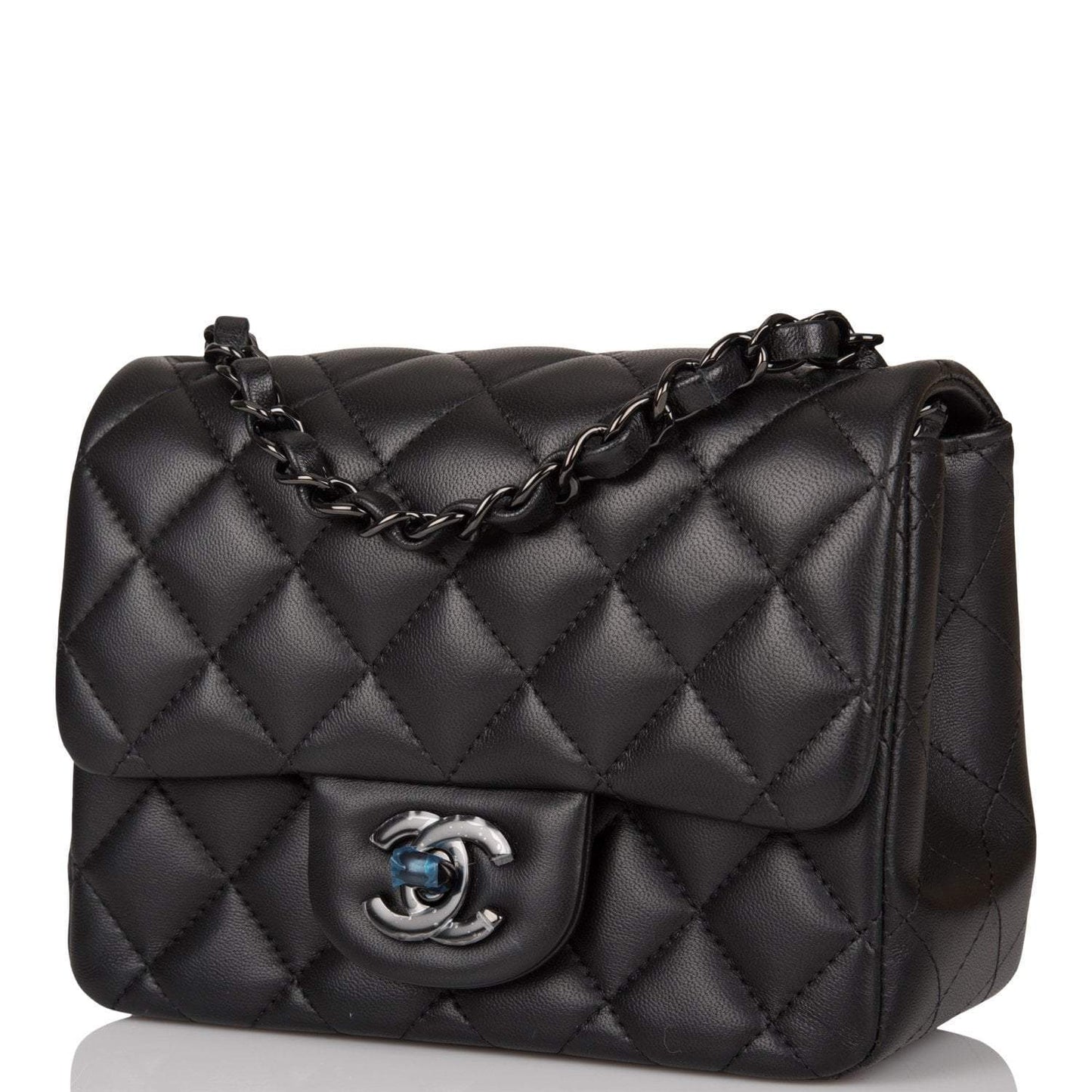 Chanel SO Black Quilted Lambskin Square Mini Classic Flap Bag Black Hardware