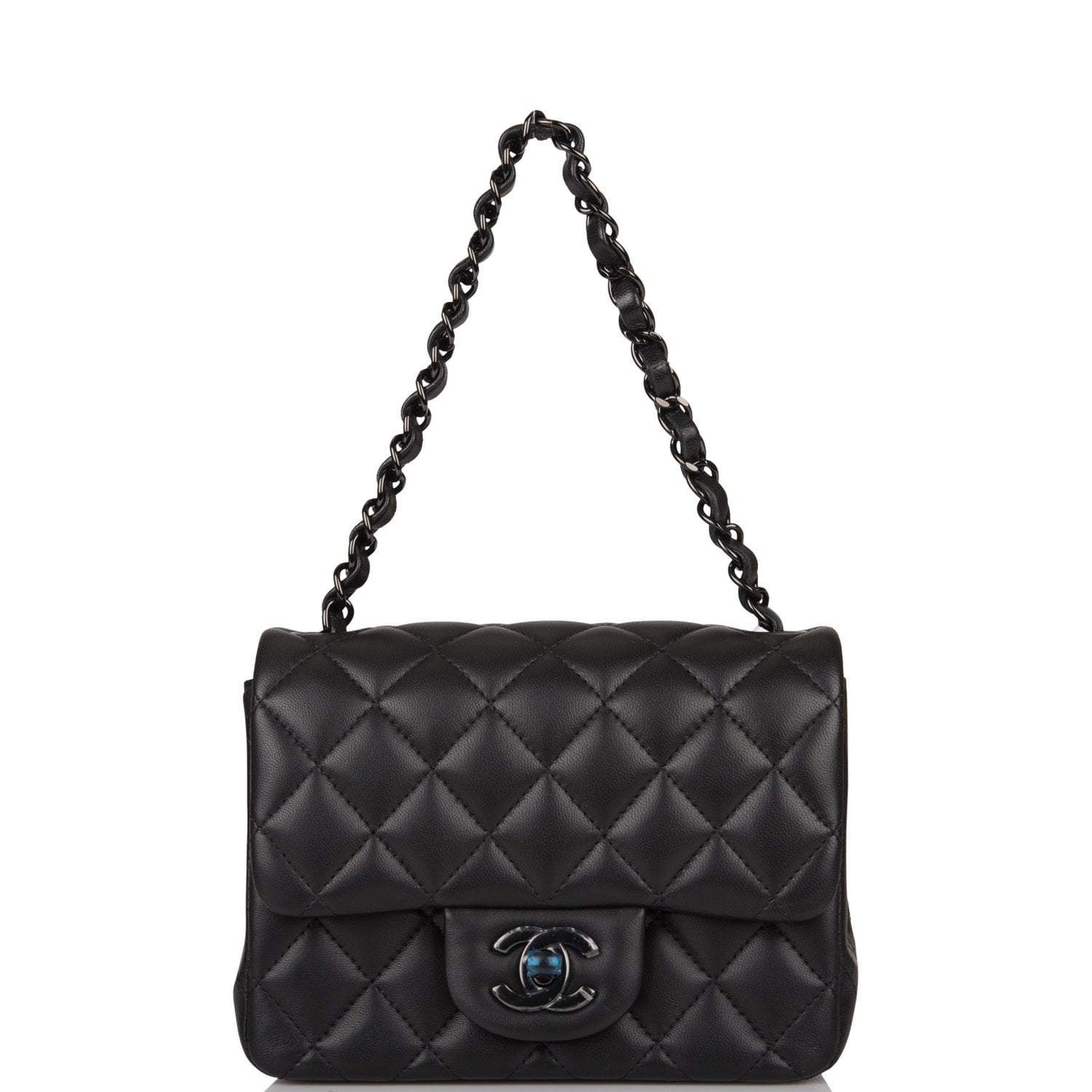 Chanel SO Black Quilted Lambskin Square Mini Classic Flap Bag Black Hardware