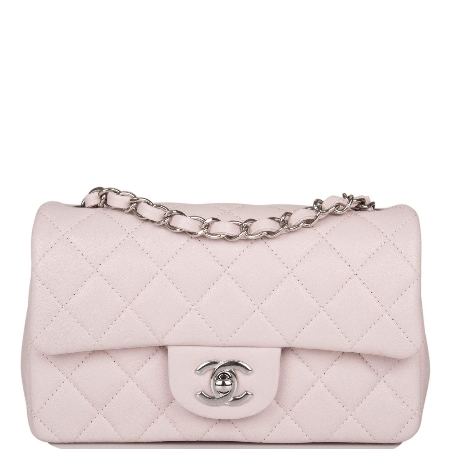 Chanel Mini Rectangular Flap Bag Light Purple Lambskin Silver Hardware