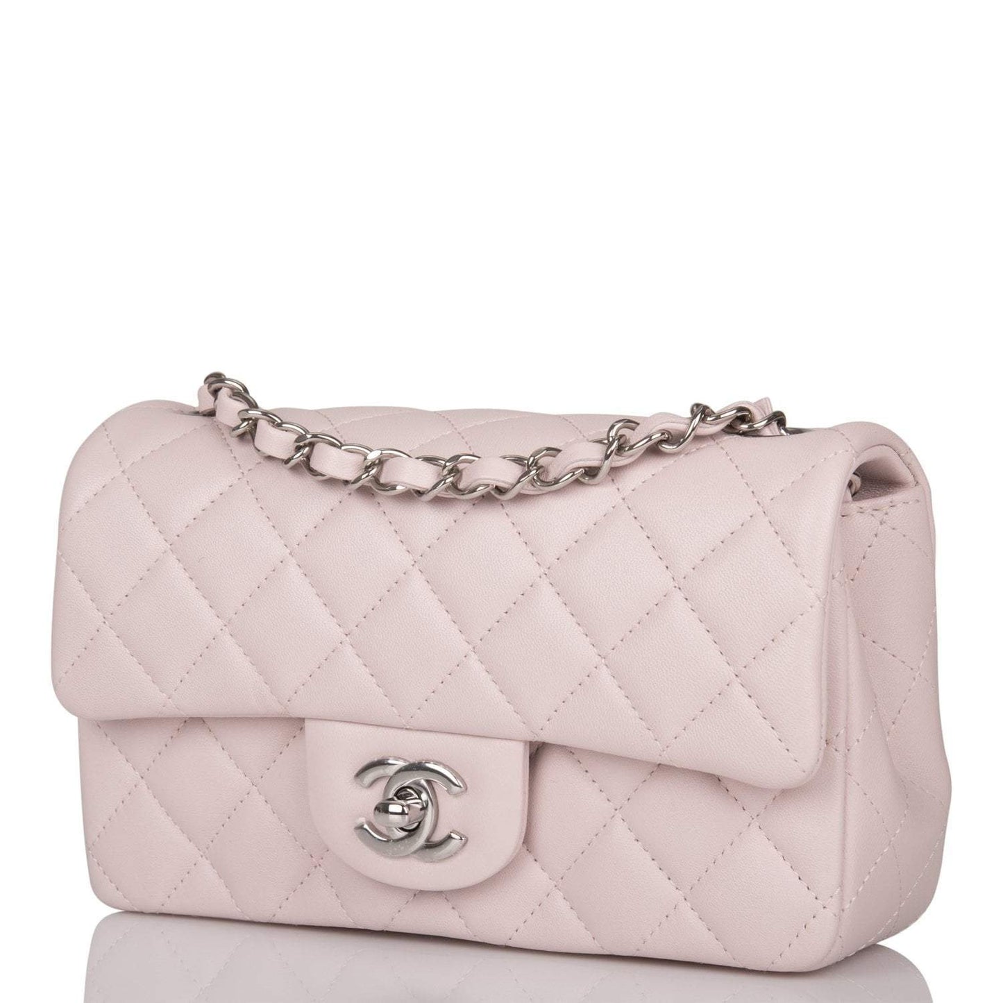 Chanel Mini Rectangular Flap Bag Light Purple Lambskin Silver Hardware