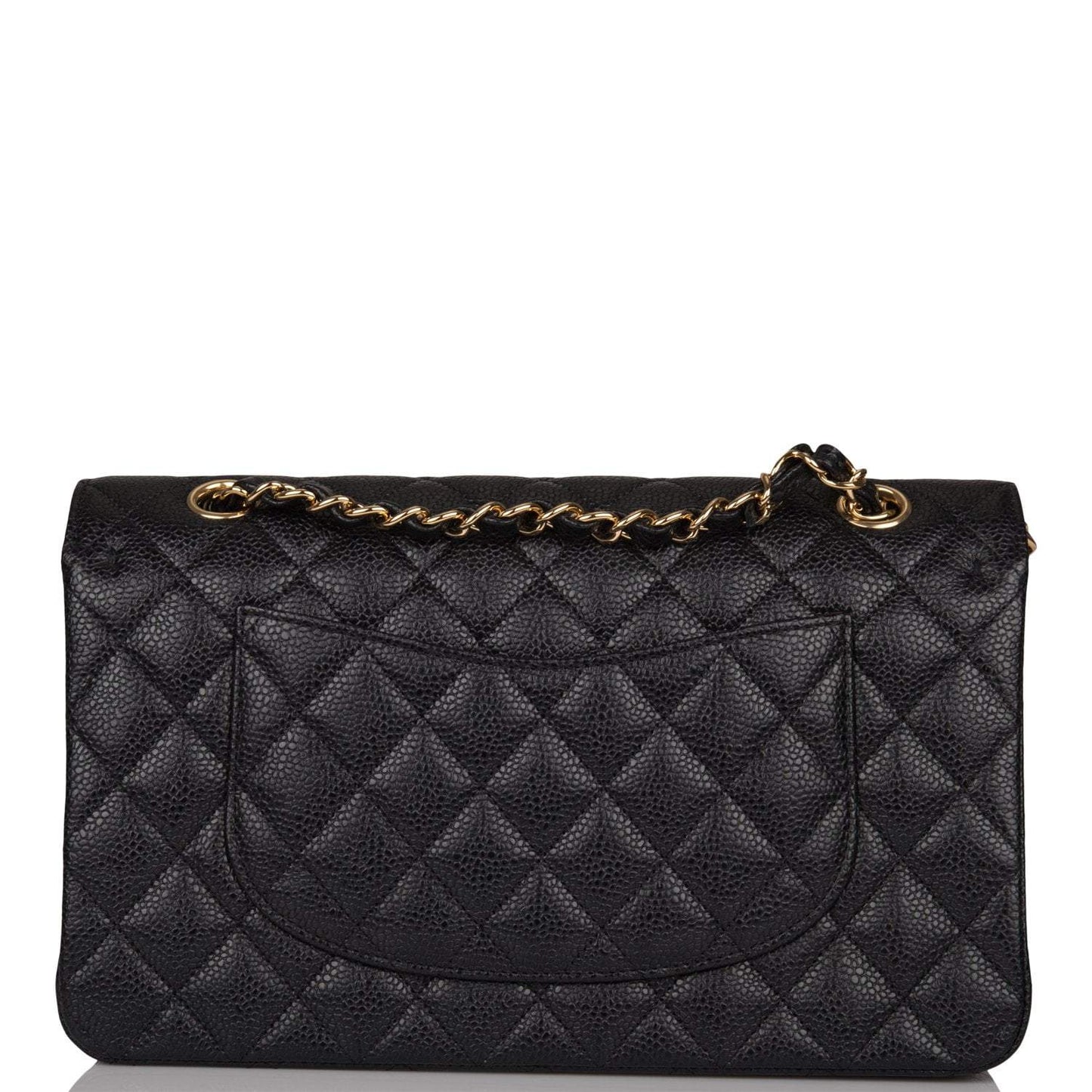 Chanel Black Quilted Caviar Medium Classic Double Flap Bag Gold Hardware