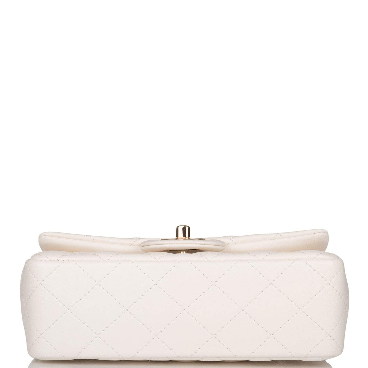 Chanel White Quilted Lambskin Rectangular Mini Classic Flap Bag Light Gold Hardware