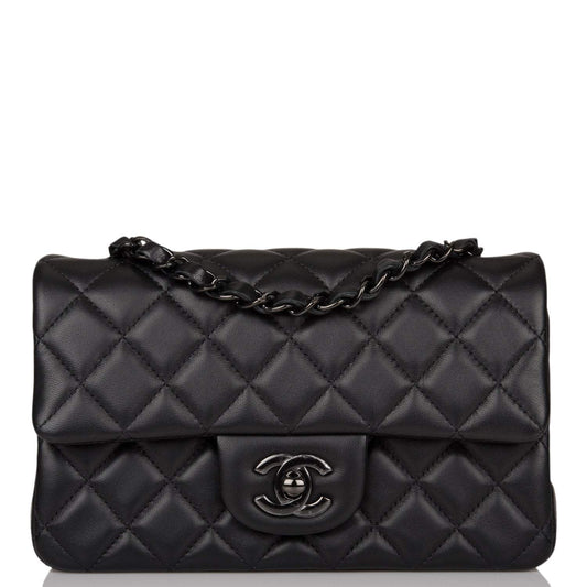 Chanel SO Black Quilted Lambskin Rectangular Mini Classic Flap Bag Black Hardware