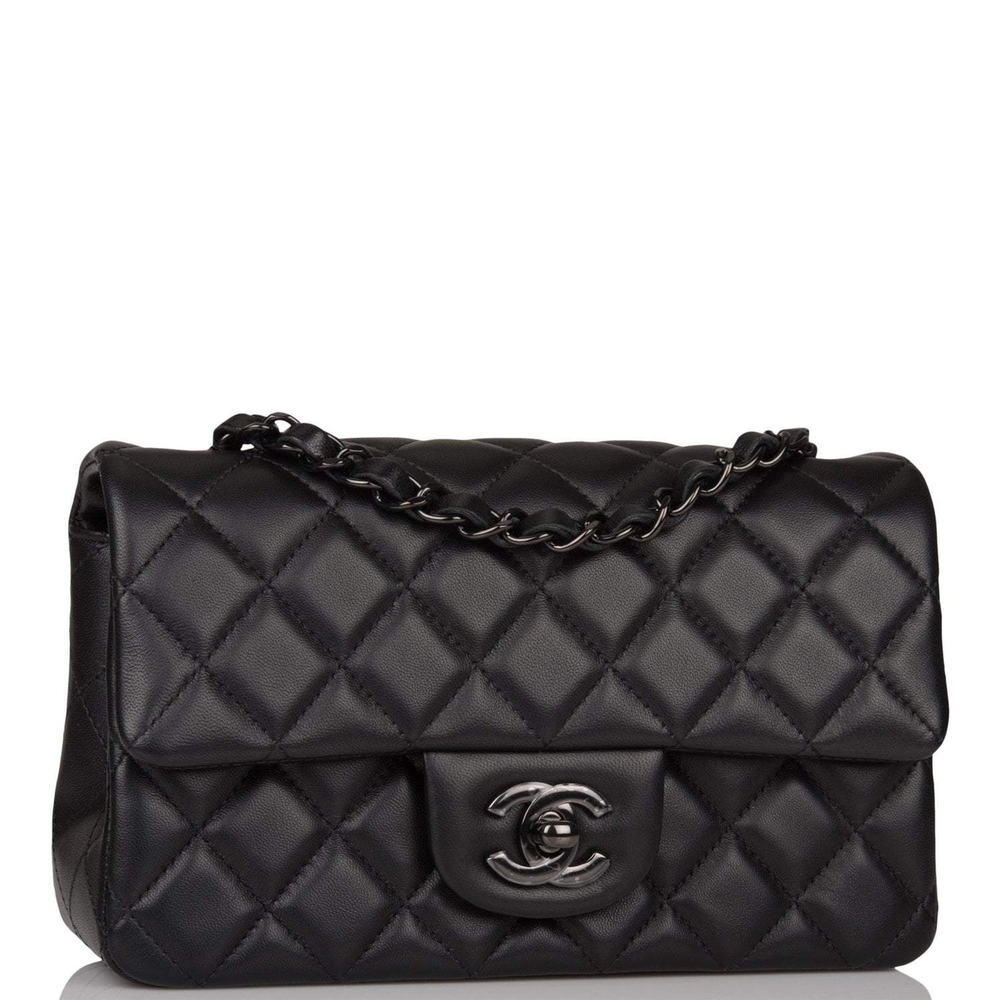 Chanel SO Black Quilted Lambskin Rectangular Mini Classic Flap Bag Black Hardware