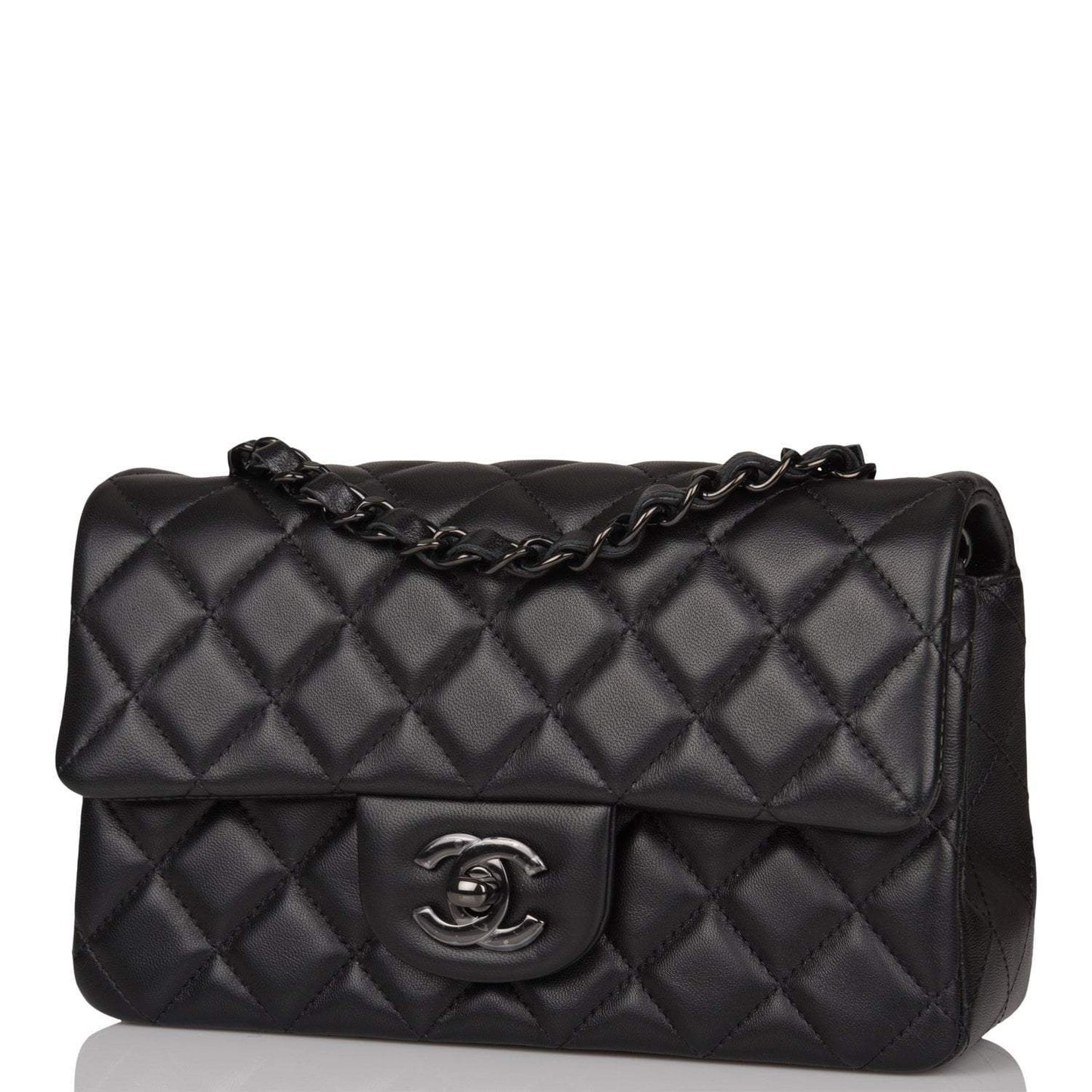 Chanel SO Black Quilted Lambskin Rectangular Mini Classic Flap Bag Black Hardware