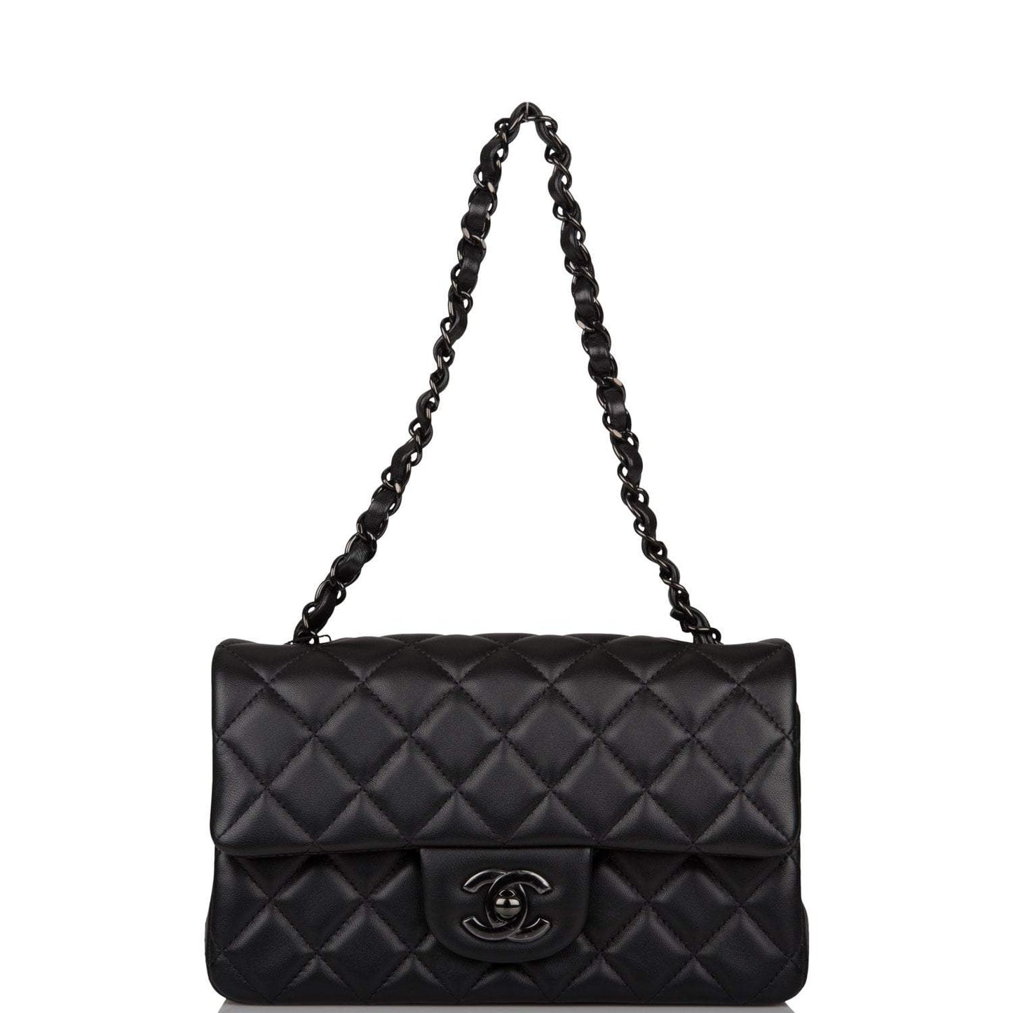 Chanel SO Black Quilted Lambskin Rectangular Mini Classic Flap Bag Black Hardware