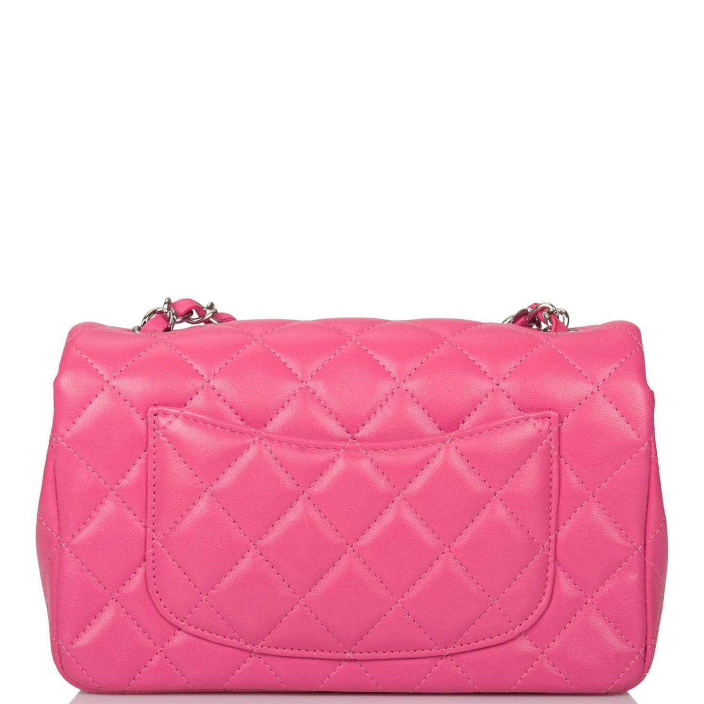 Chanel Pink Quilted Lambskin Rectangular Mini Classic Flap Bag Silver Hardware