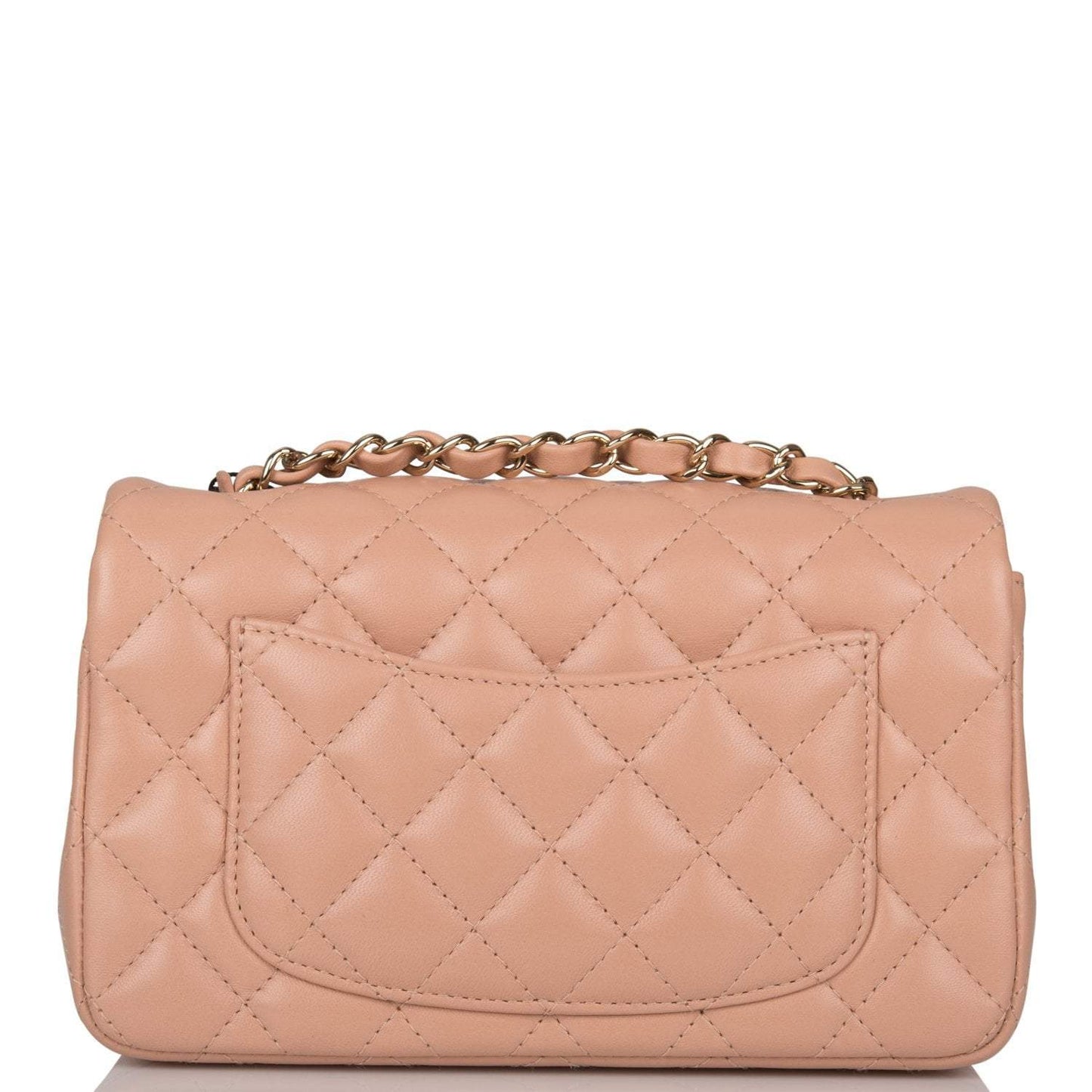 Chanel Beige Quilted Lambskin Rectangular Mini Classic Flap Bag Light Gold Hardware