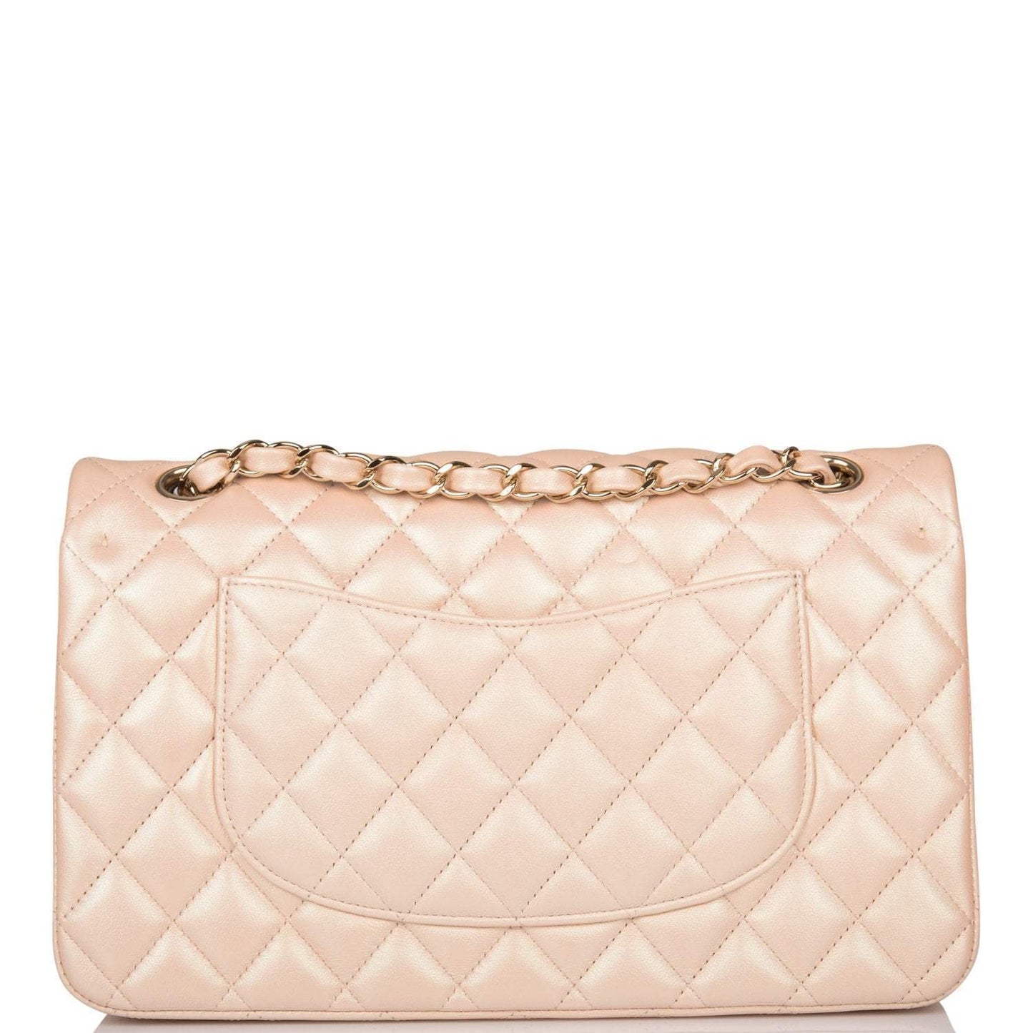 Chanel Medium Classic Double Flap Bag Beige Iridescent Calfskin Light Gold Hardware