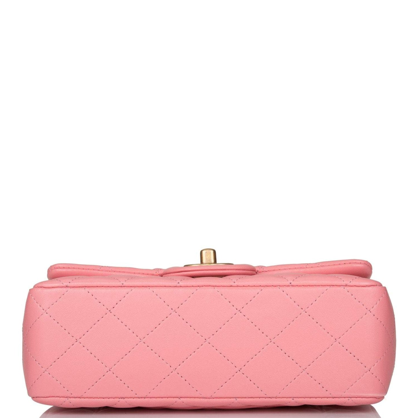 Chanel Pink Quilted Lambskin Rectangular Mini Classic Flap Bag Antique Gold Hardware