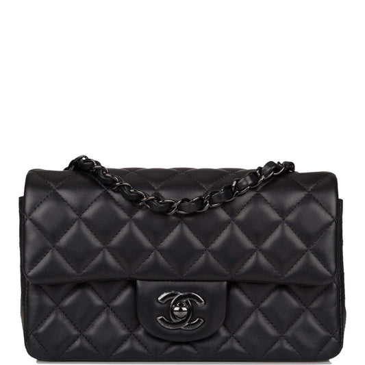 Chanel Mini Rectangular Flap Bag SO Black Lambskin Black Hardware