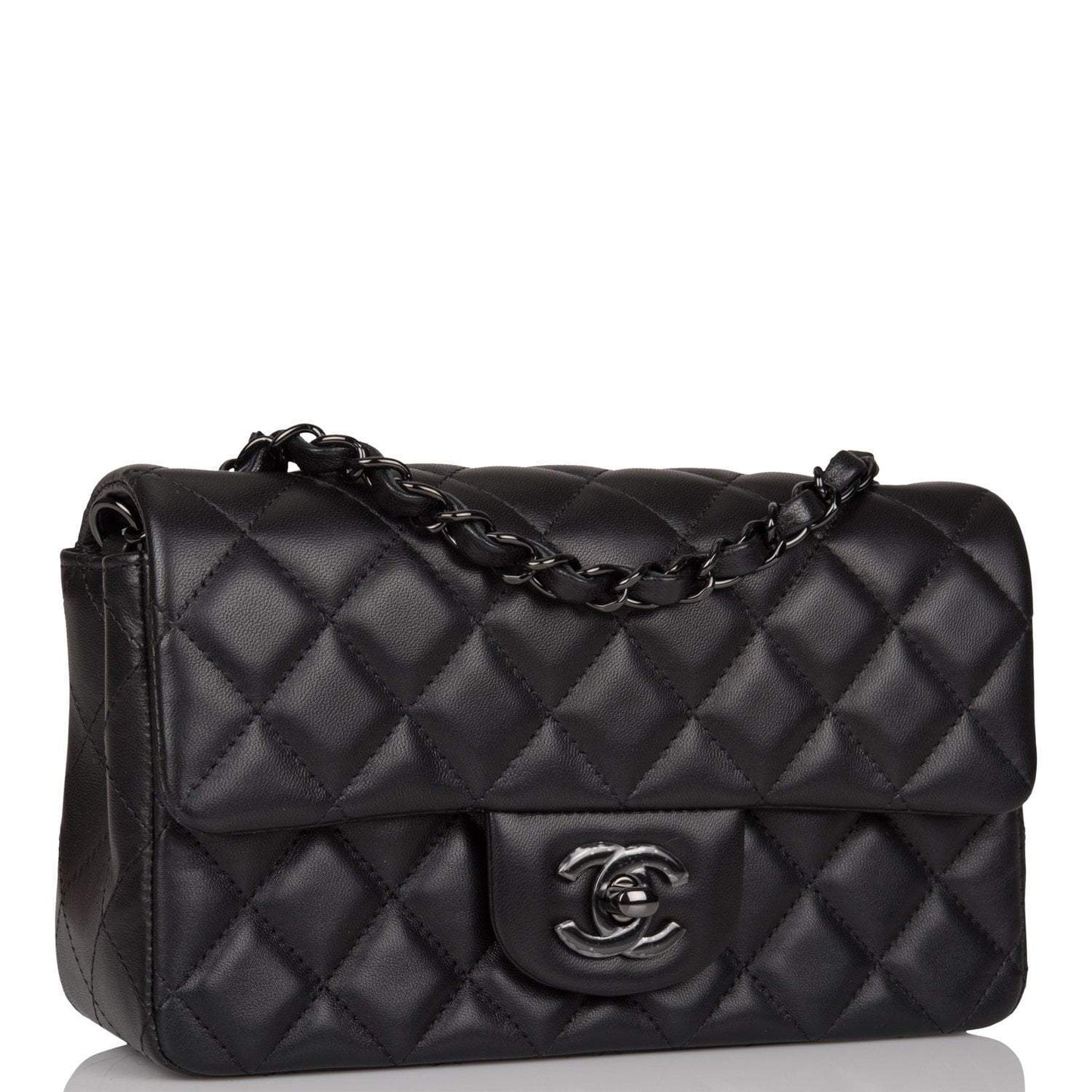 Chanel Mini Rectangular Flap Bag SO Black Lambskin Black Hardware