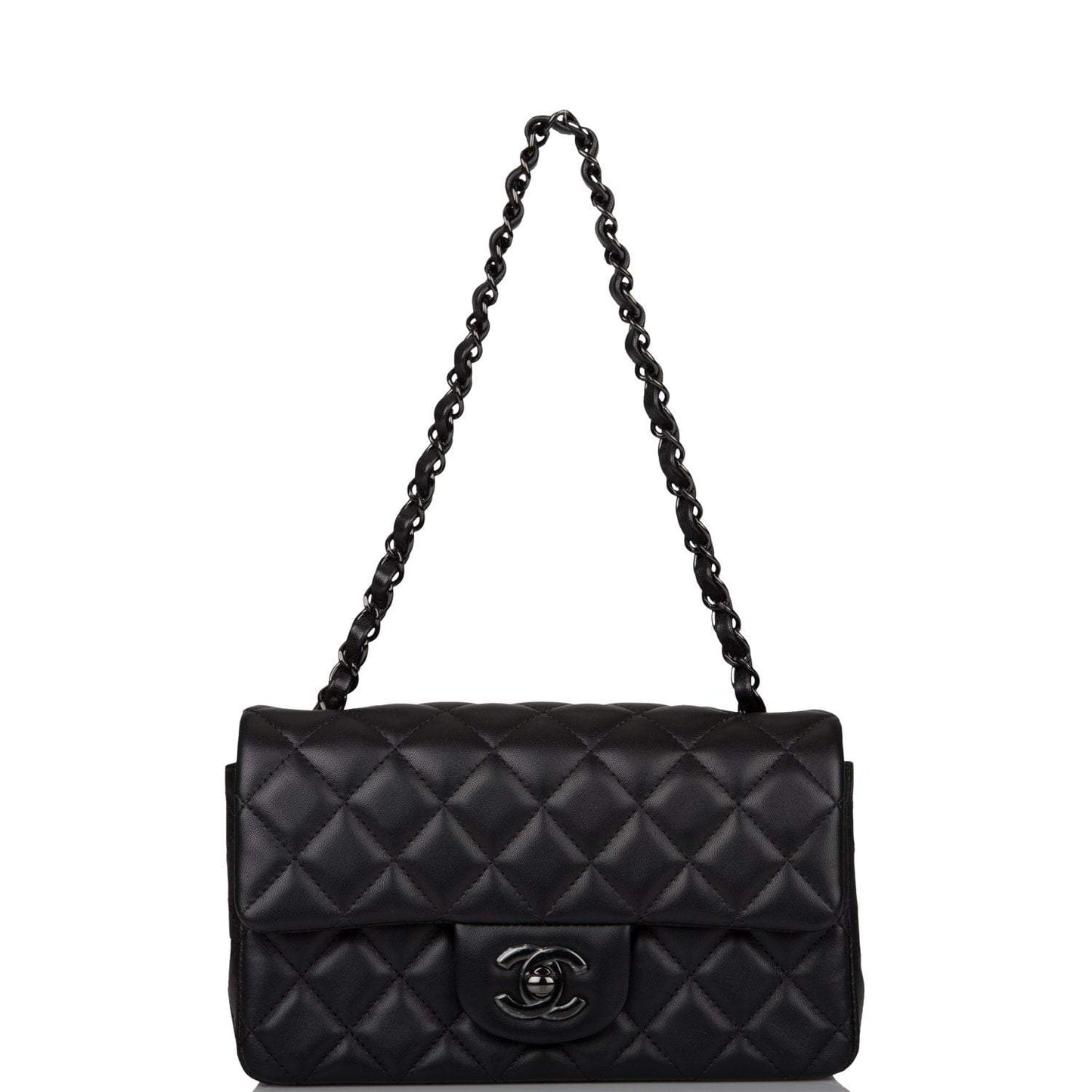 Chanel Mini Rectangular Flap Bag SO Black Lambskin Black Hardware