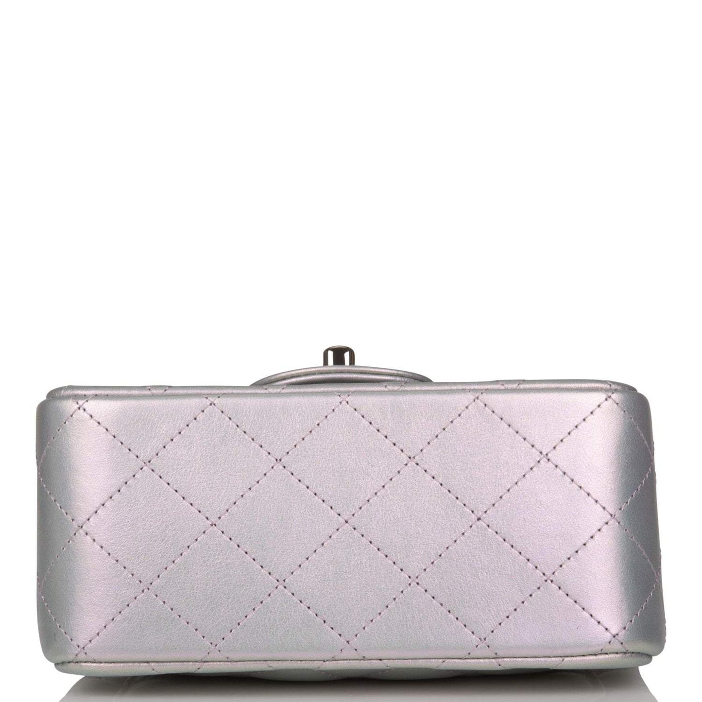 Chanel Mini Square Flap Bag Lavender Iridescent Lambskin Silver Hardware