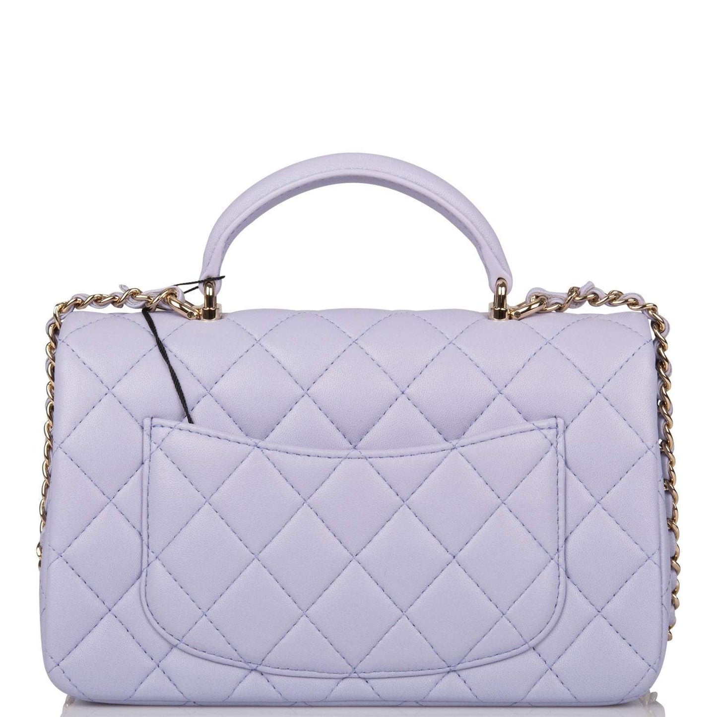 Chanel Rectangular Mini Flap Bag with Top Handle Lavender Quilted Lambskin  Light Gold Hardware