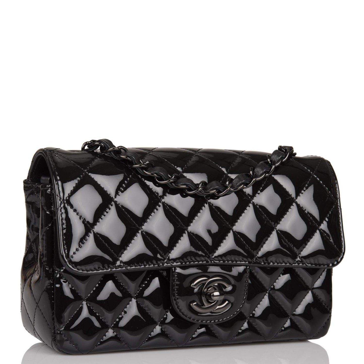 Chanel Mini Rectangular Flap Bag SO Black Patent Black Hardware