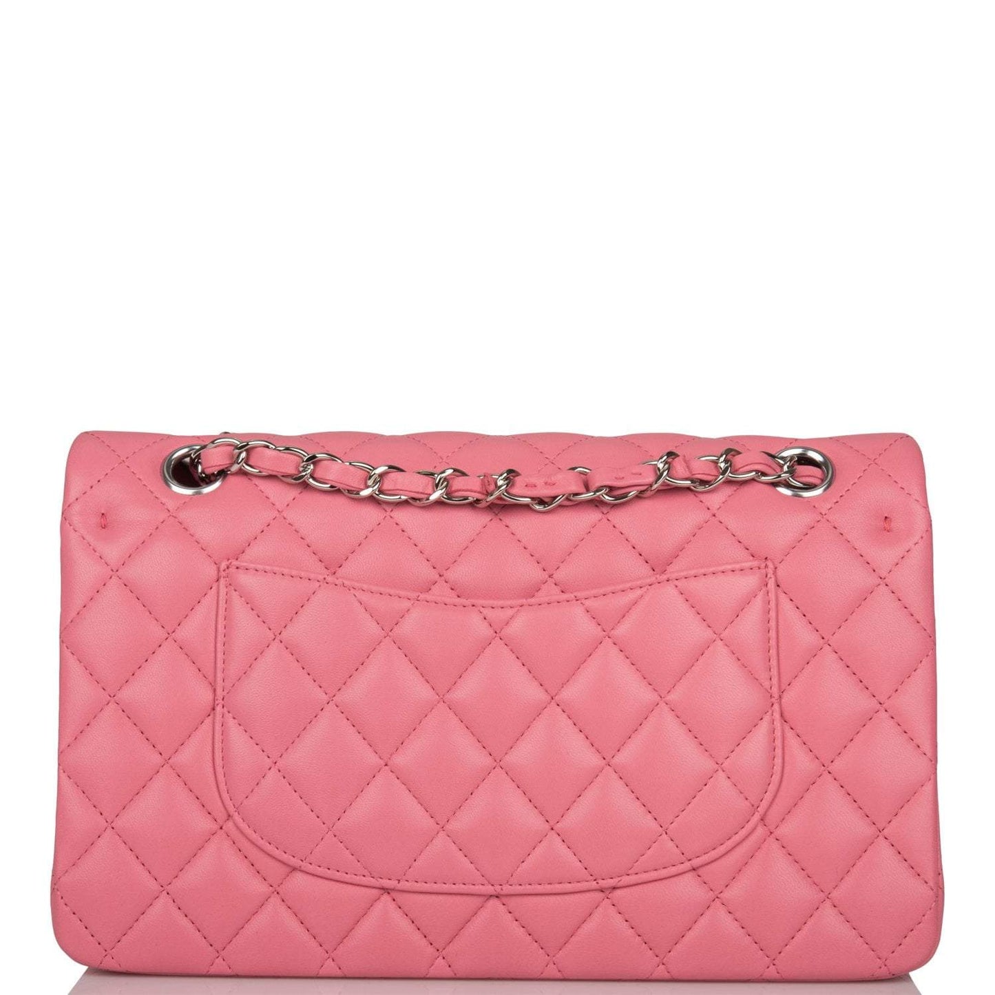 Chanel  Medium Classic Double Flap Bag Rose Quilted Lambskin Silver Hardware