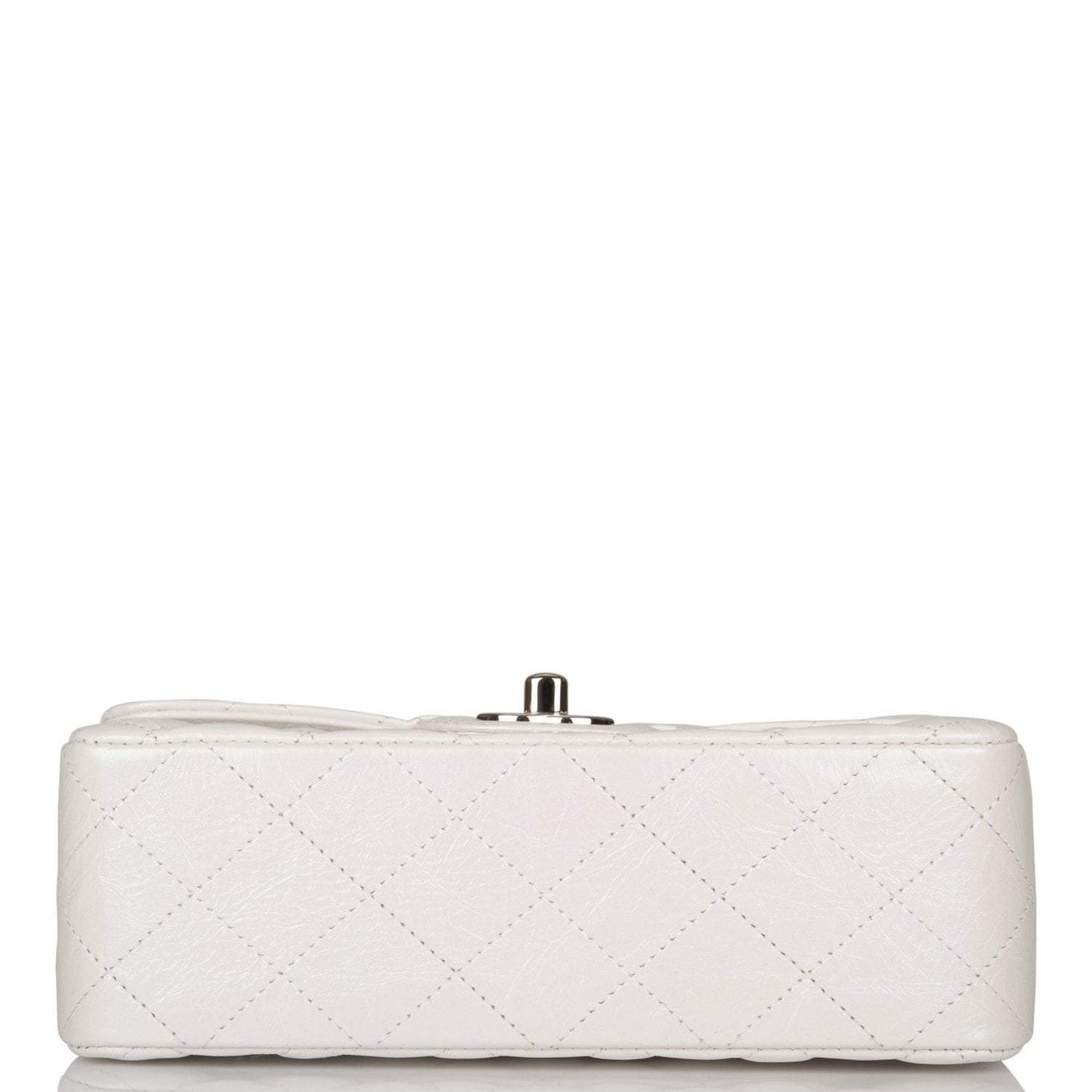 Chanel Mini Rectangular Flap Bag White Iridescent Lambskin Silver Hardware