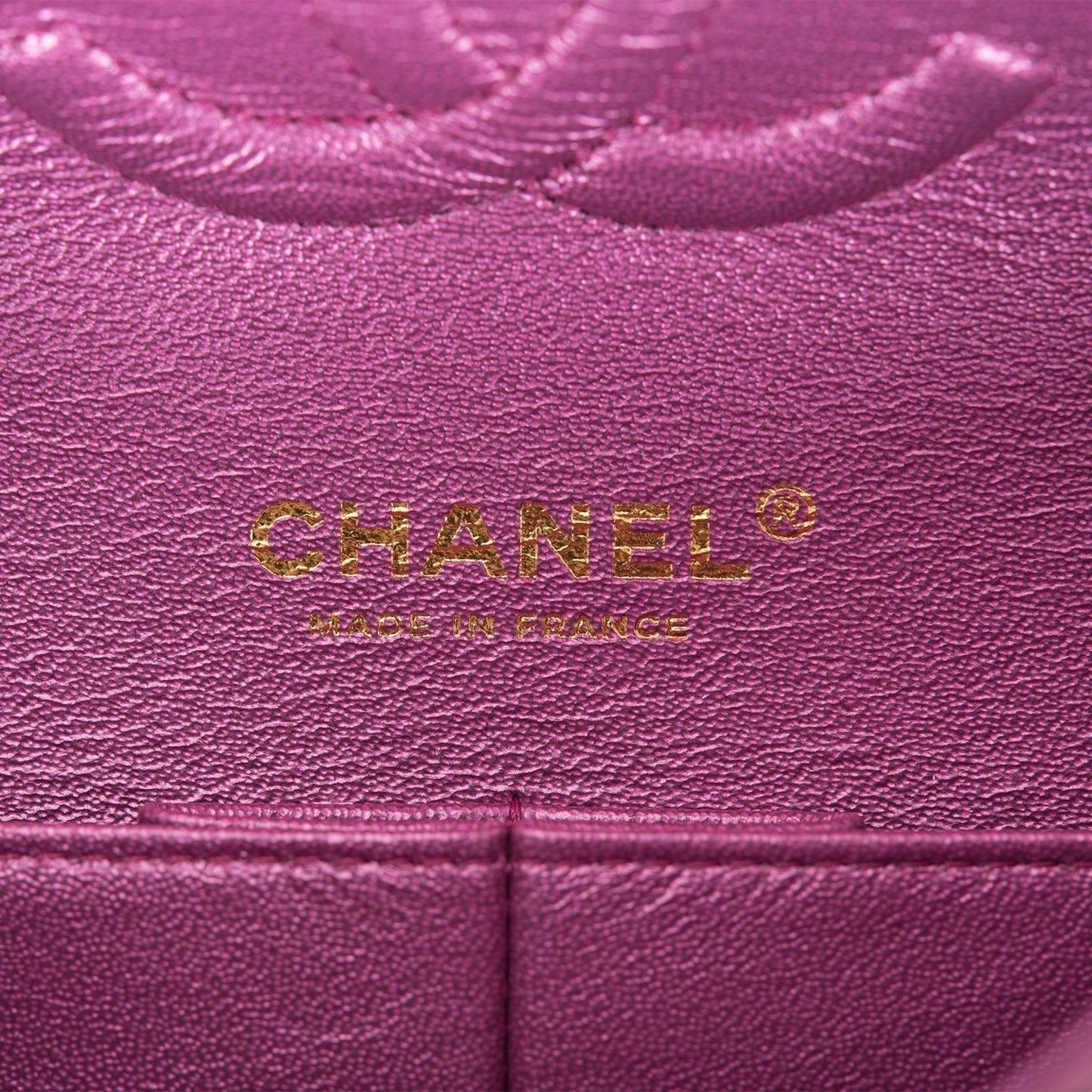 Chanel Purple Iridescent Quilted Lambskin Medium Classic Double Flap Bag Light Gold Hardware