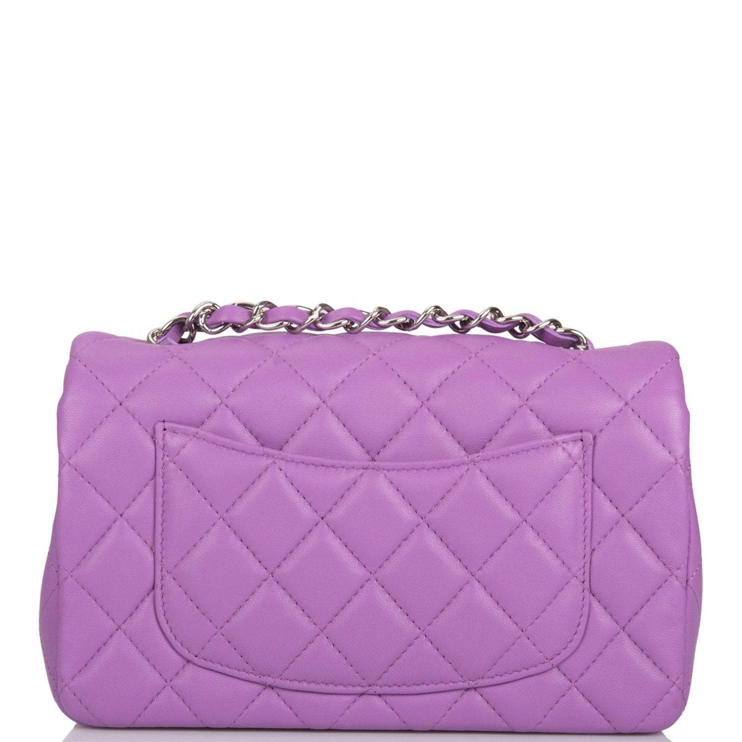 Chanel Purple Quilted Lambskin Rectangular Mini Classic Flap Bag Silver Hardware