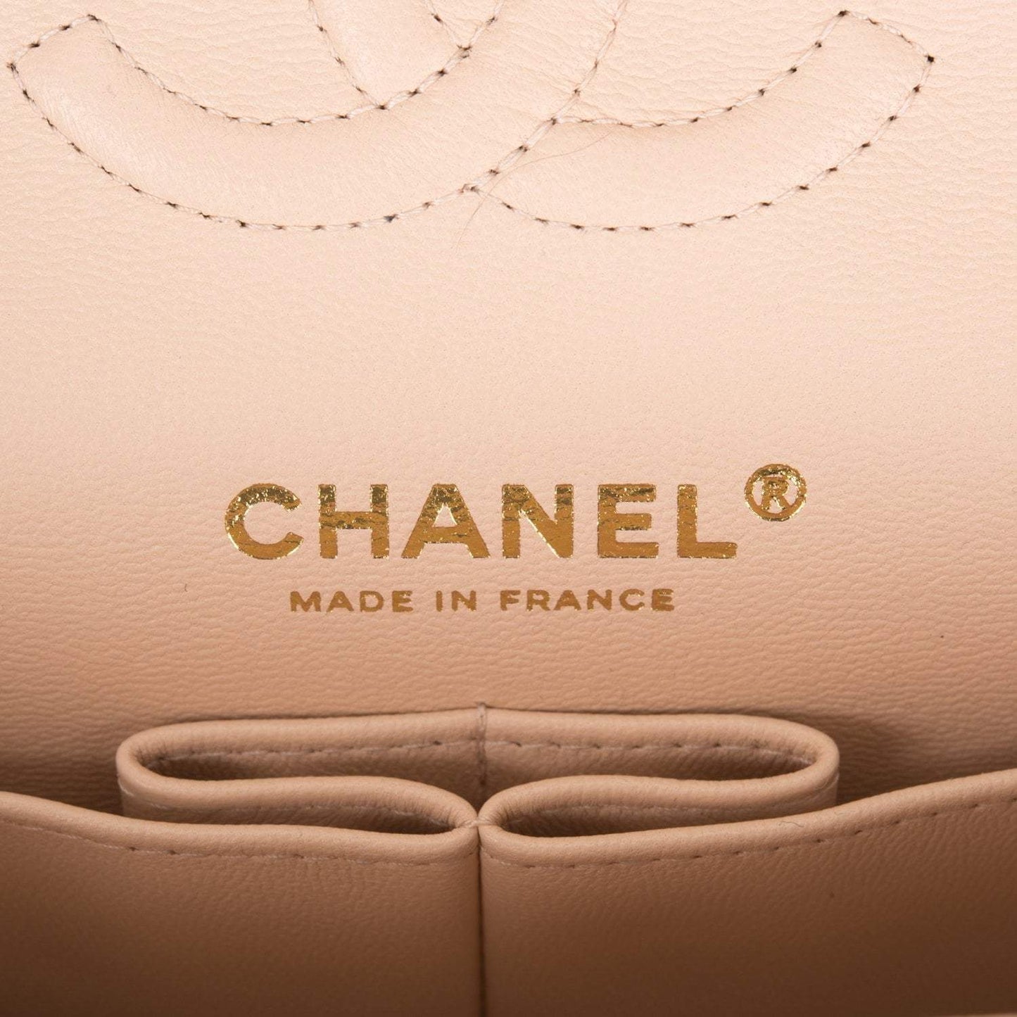 Chanel Beige Quilted Lambskin Small Classic Double Flap Bag Light Gold Hardware