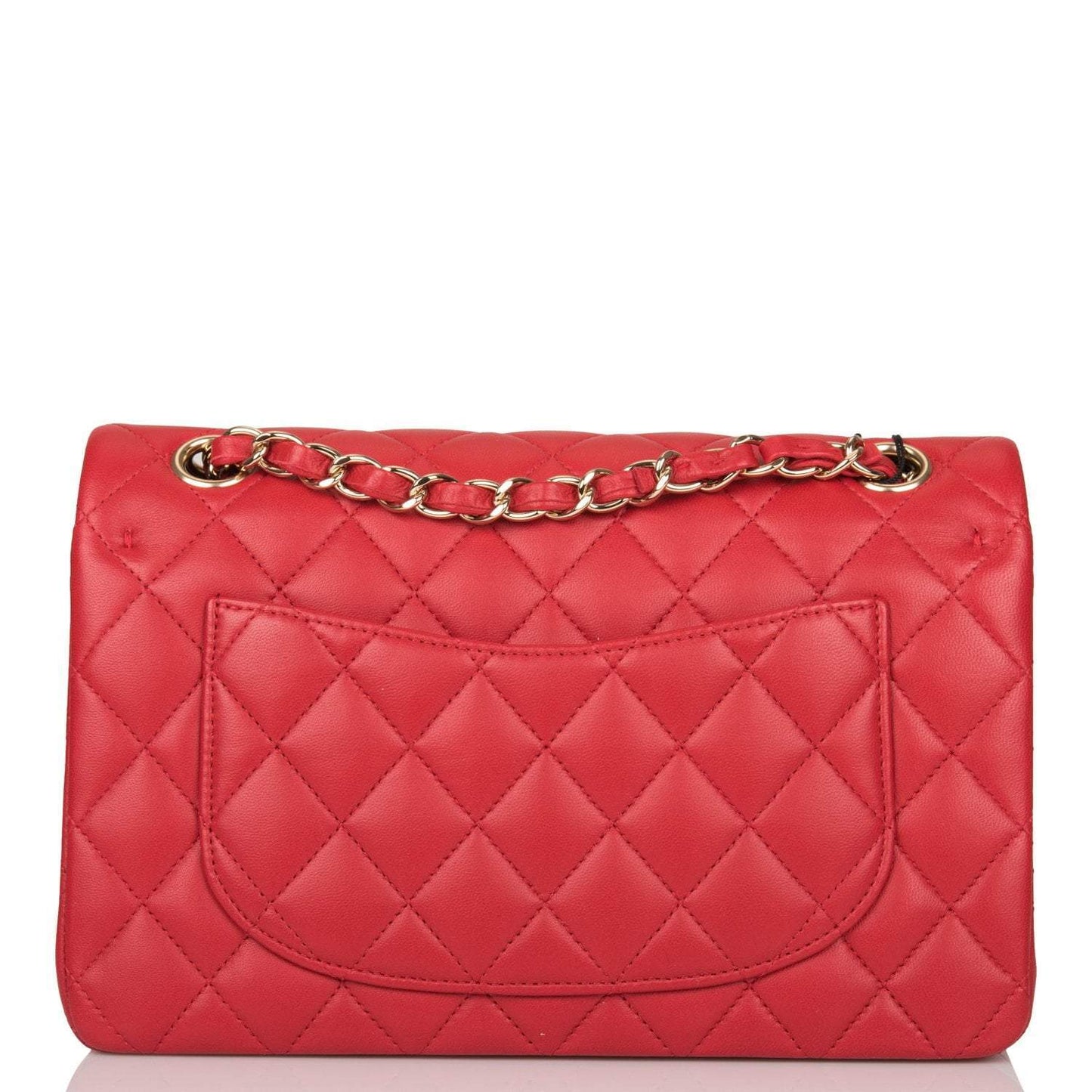 Chanel Red Quilted Lambskin Small Classic Double Flap Bag Light Gold Hardware