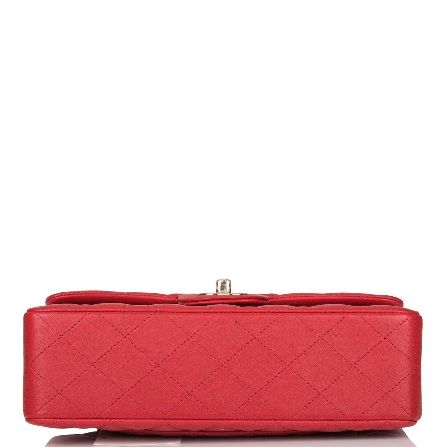 Chanel Red Quilted Lambskin Small Classic Double Flap Bag Light Gold Hardware