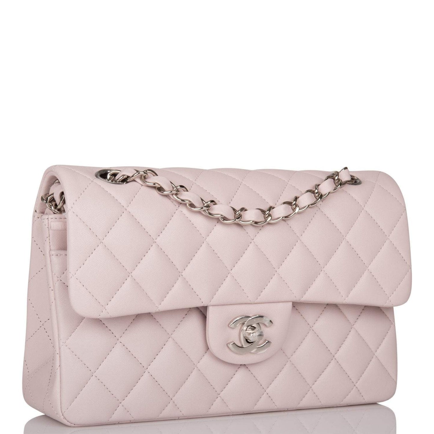 Chanel Light Purple Quilted Lambskin Small Classic Double Flap Bag Silver Hardware