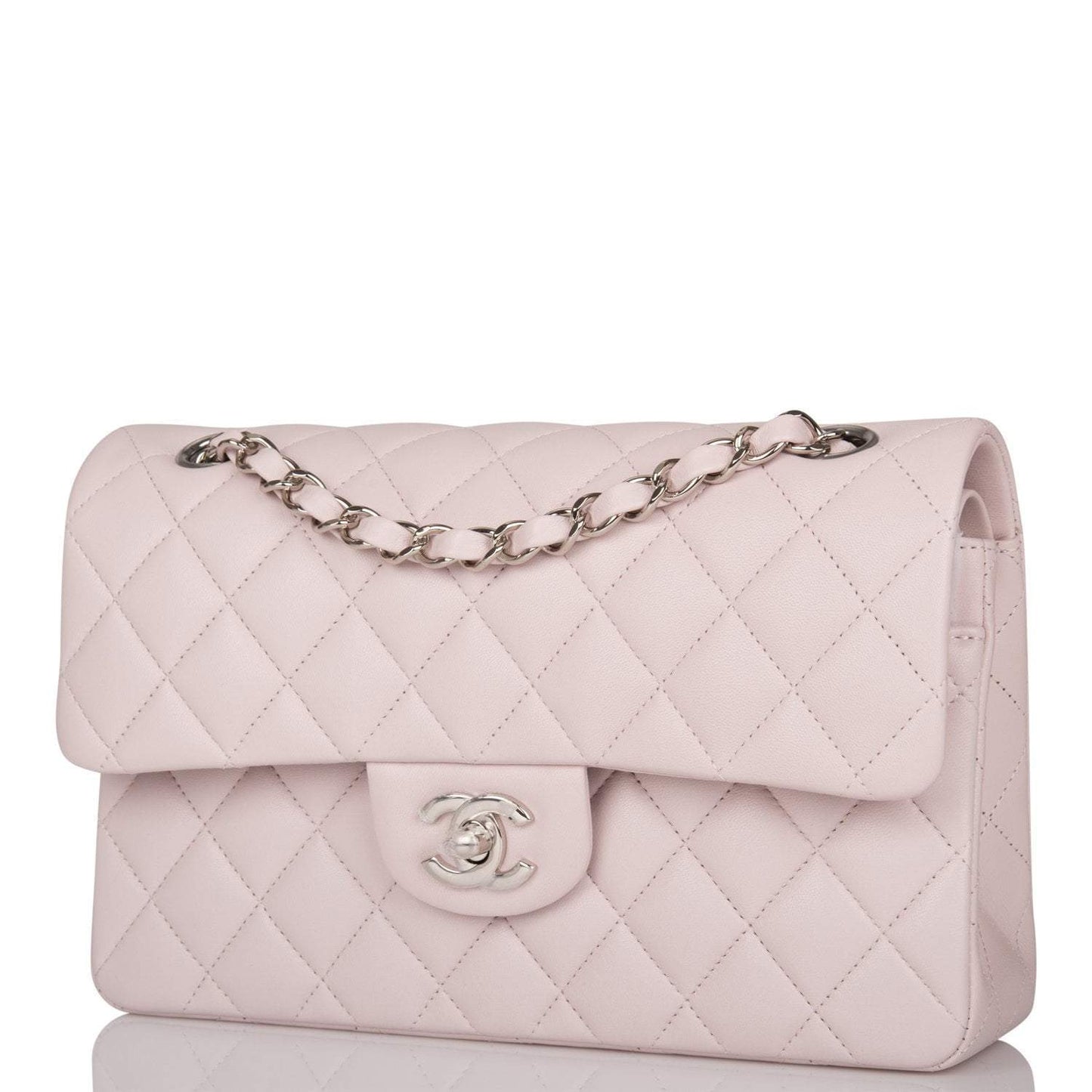 Chanel Light Purple Quilted Lambskin Small Classic Double Flap Bag Silver Hardware